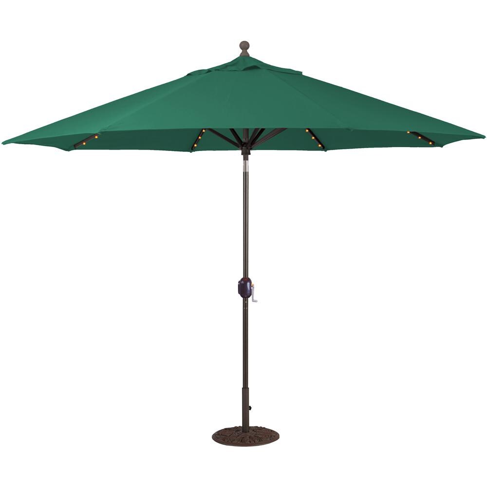 Galtech 11 Ft. Octagonal Aluminum Patio Umbrella W/ Crank Lift & Auto Tilt - Black Frame W/ Forest Green Sunbrella Fabric (Shown In Antique Bronze Finish, Umbrella Base Not Included) thumbnail