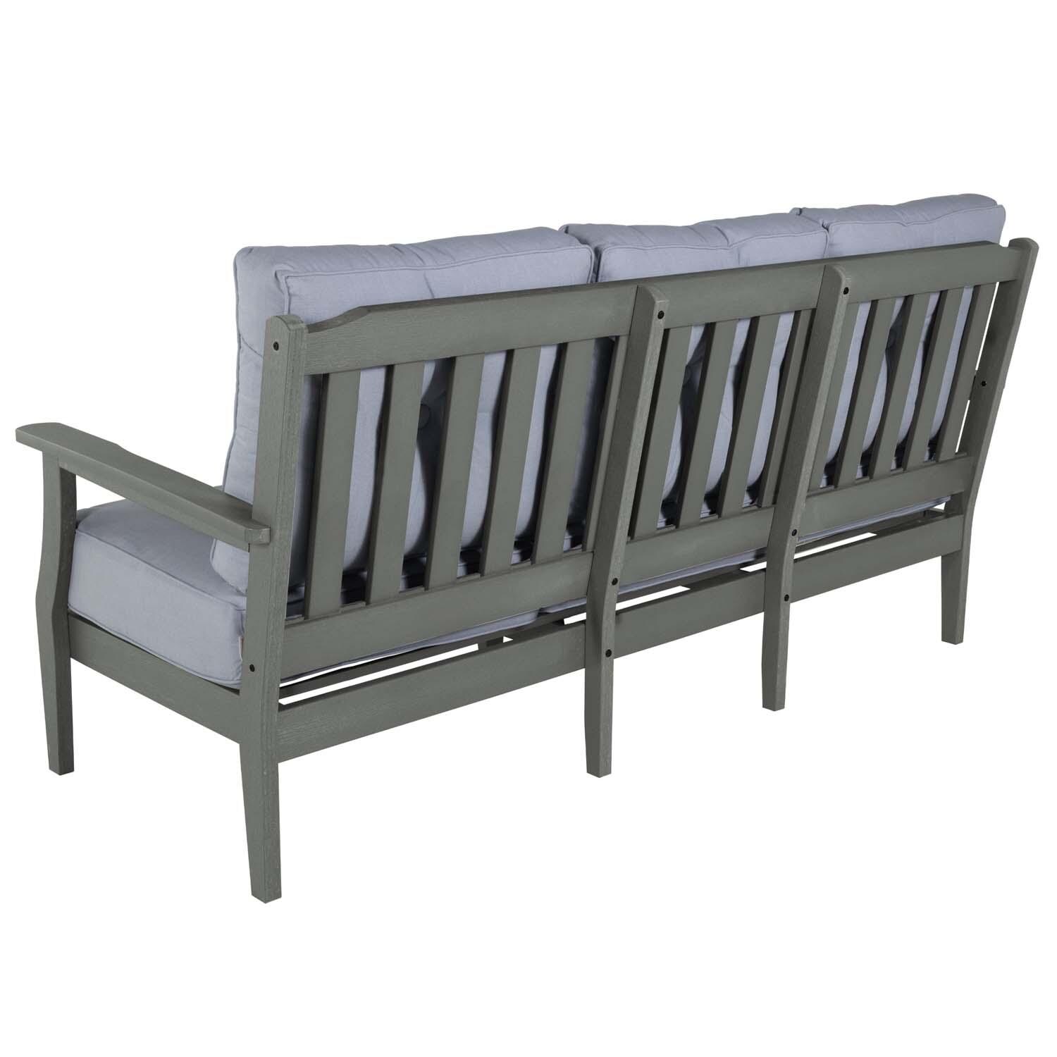 Blushing Bay 2 Pc Recycled Plastic Seating Set in Bliss Dew/Coastal Teak by Lakeview Outdoor Designs - Love Seat Back View - White Background thumbnail