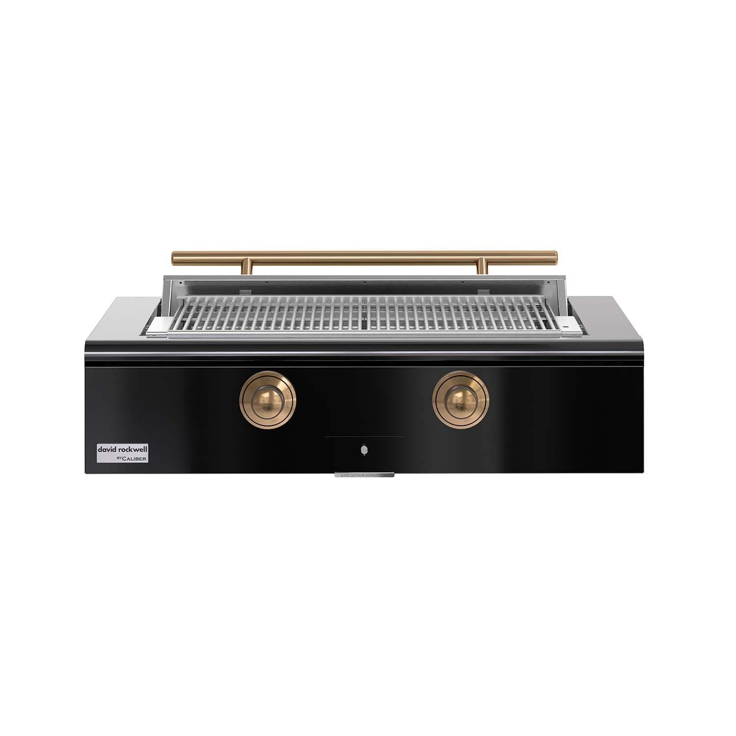 Caliber 42-in Natural Gas Built-In Rockwell Grill - Gloss Black w/ Gold Hardware - CRG-42BN00-A-044-H08