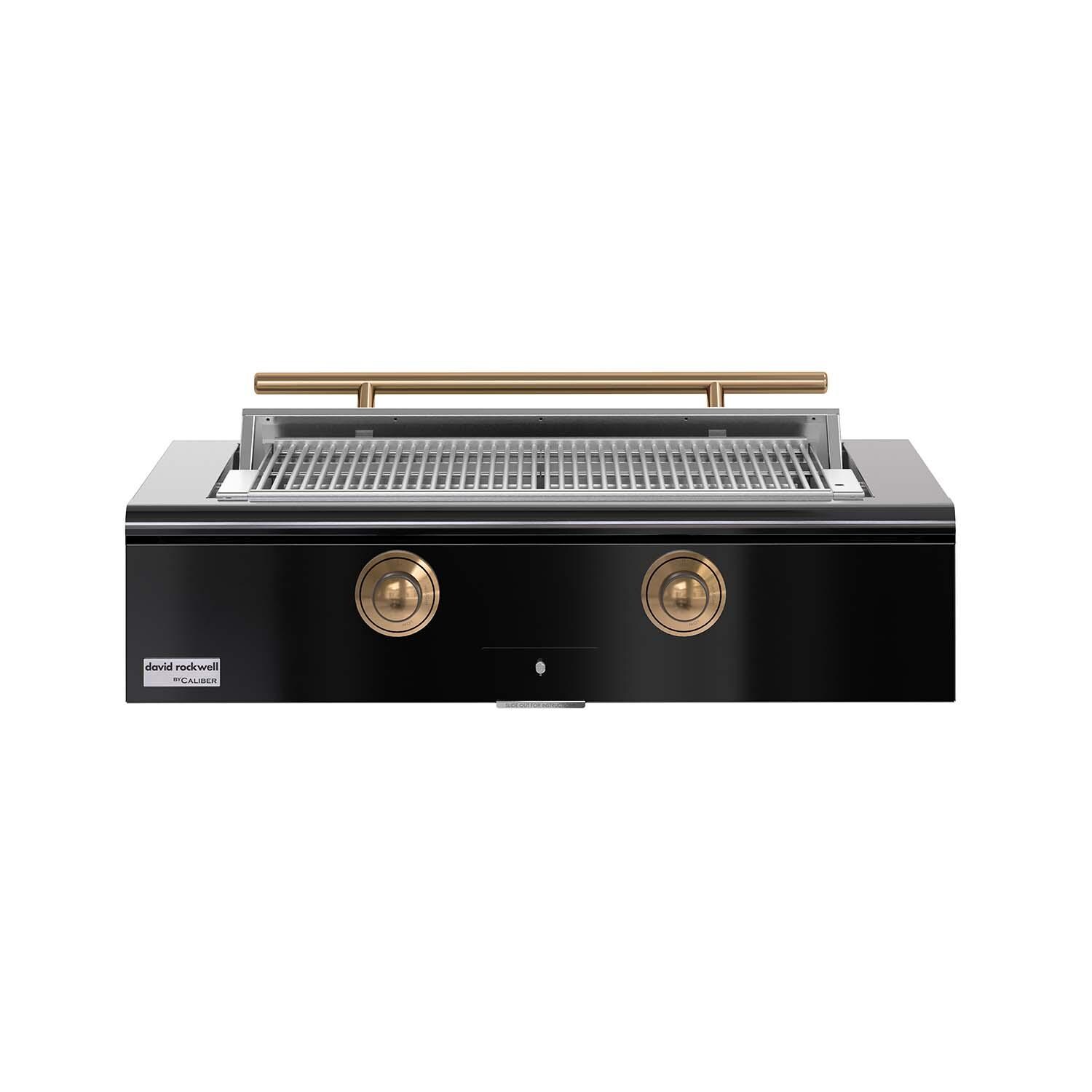 Caliber 42-in Natural Gas Built-In Rockwell Grill - Gloss Black w/ Gold Hardware - CRG-42BN00-A-044-H08