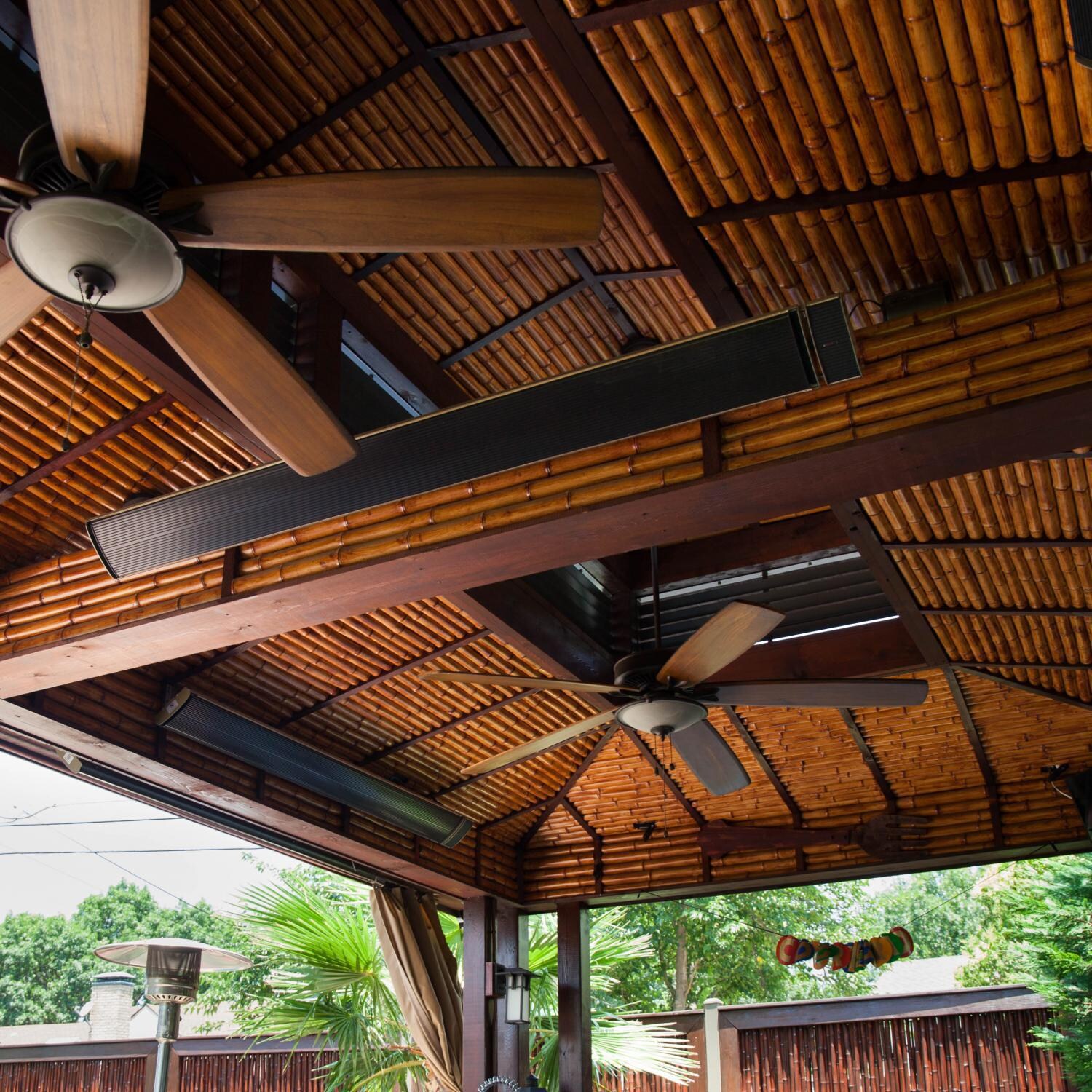 RADtec eRAD32r Designer Series 82 1/2-Inch 3200W Electric Infrared Patio Heater - 220-240V - Set of 2 - Shown In A Cabana Installation thumbnail