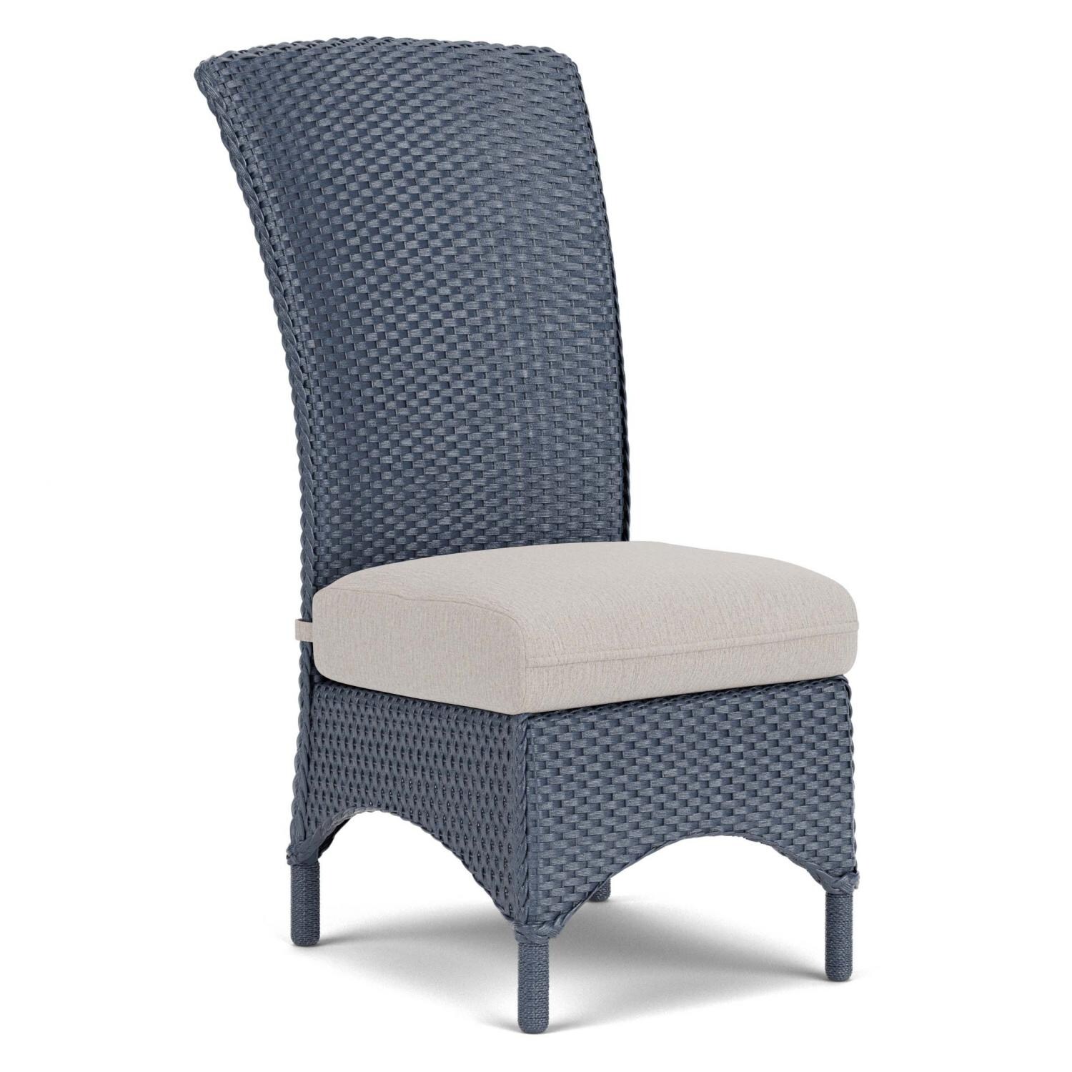 Lloyd Flanders Mandalay Armless Dining Chair in Denim Blue Finish with Sailcloth Salt Fabric - Angled thumbnail