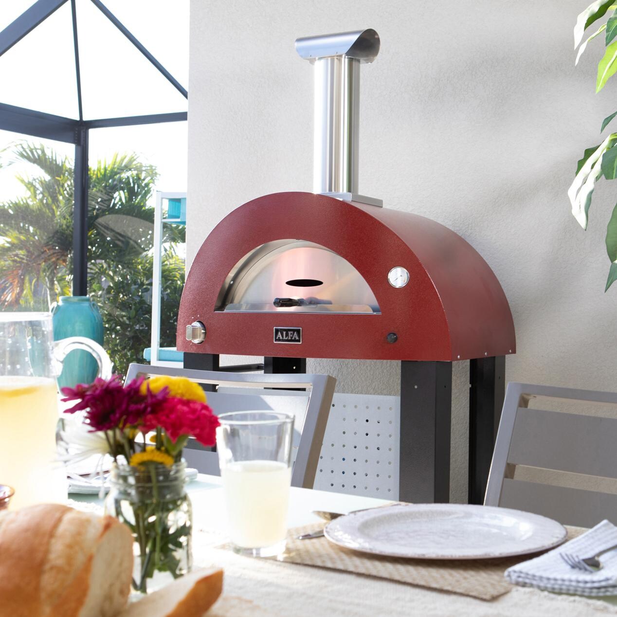 Alfa FXMD-2P-GROA-U Moderno 2 Pizze Propane Pizza Oven W/ Natural Gas Conversion Kit - Antique Red thumbnail
