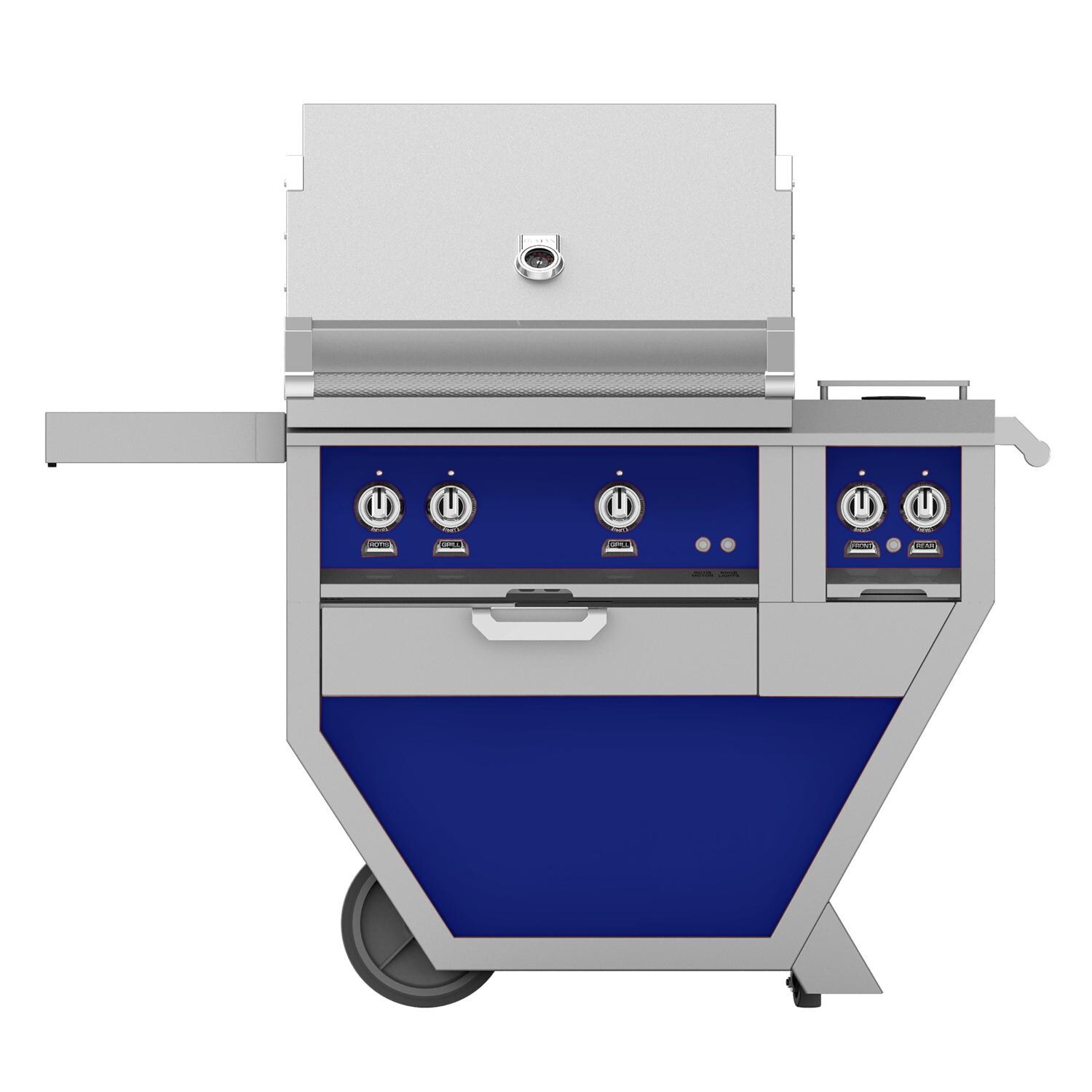 Hestan Deluxe 30-Inch Natural Gas Grill W/ Rotisserie & Double Side Burner - Prince - GABR30CX2-NG-BU