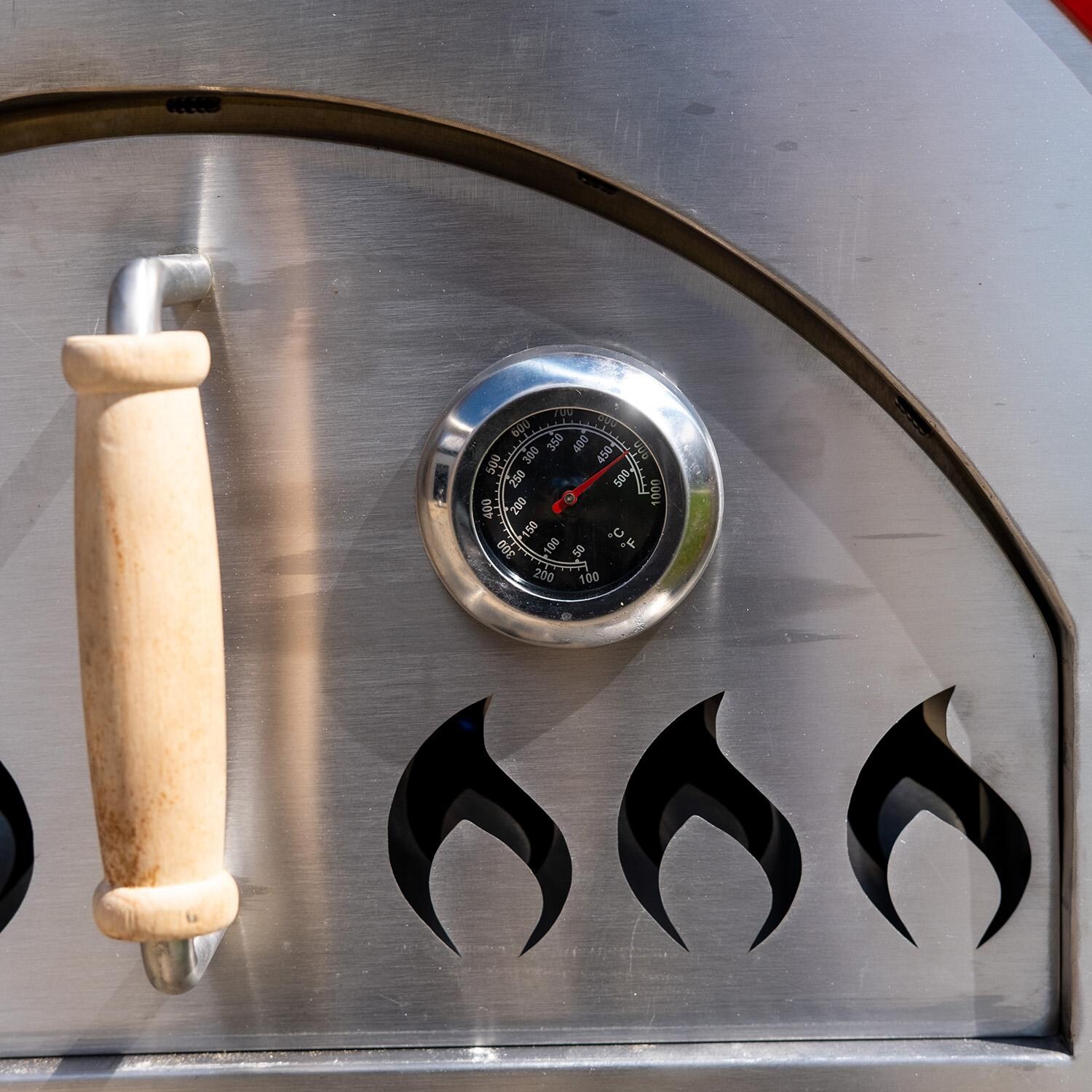 WPPO WKE-04WG-RED Traditional Dual Fueled 25-in Wood/Gas-Fired Oven - Red - Detail thumbnail