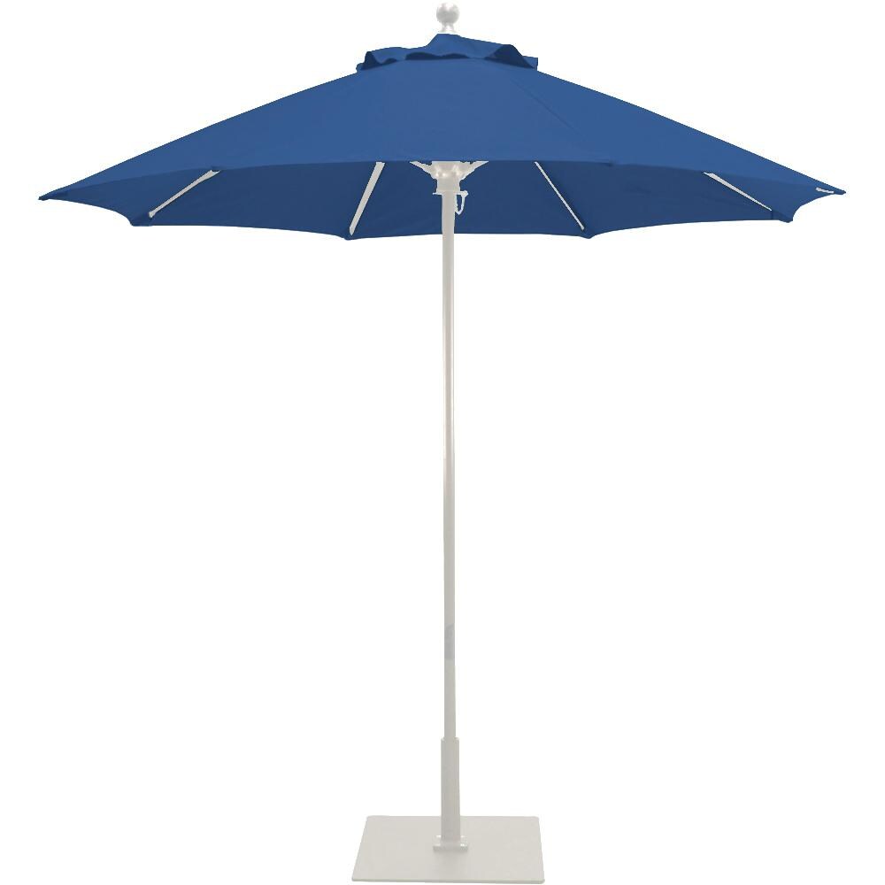 Galtech 7.5 Ft. Octagonal Aluminum Patio Market Umbrella W/ Push Lift - White Frame W/ Sunbrella Canvas True Blue Canopy