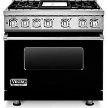Viking Professional 7 Series 36-Inch 4 Burner Propane Gas Dual Fuel Range With Griddle - Black - VDR7364GBKLP image