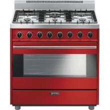 Smeg Classic 36-Inch 6-Burner Natural Gas Range - Red - C36GGRU image