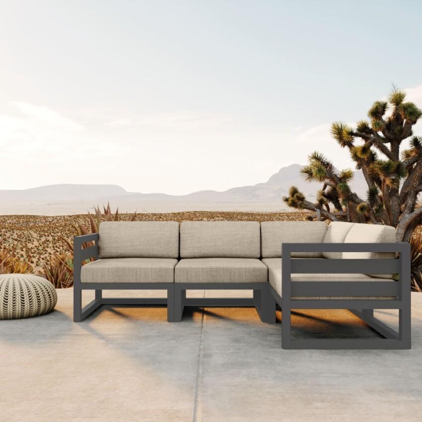 Misty Cove 4 Piece Sectional Set in Slate w/Canvas Flax Cushions by Lakeview - Lifestyle thumbnail