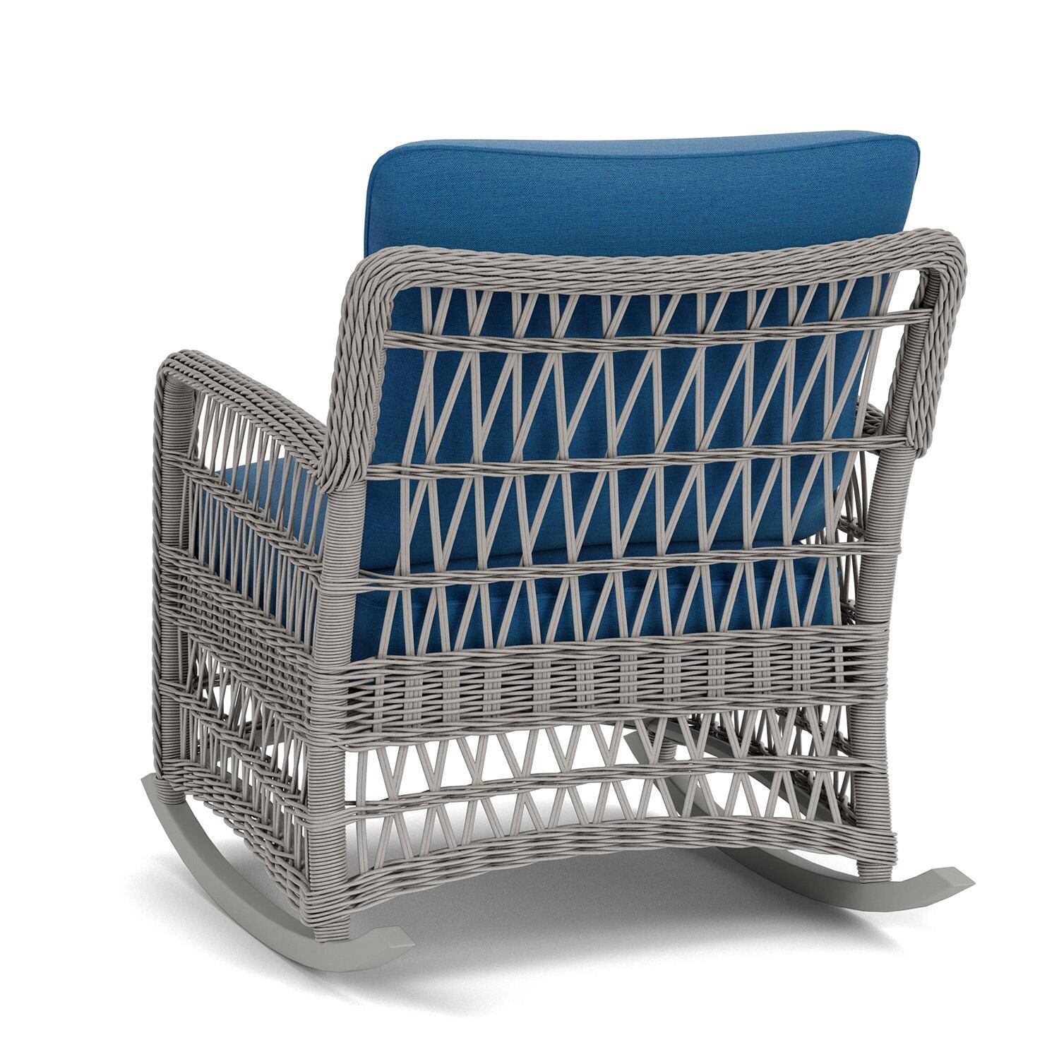 Lloyd Flanders Mackinac Lounge Rocker in Putty Finish with Flagship Atlantis Fabric - Rear Left thumbnail