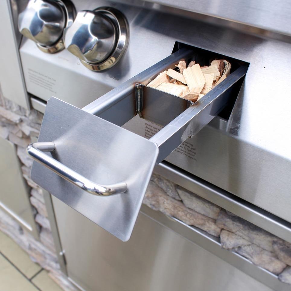 Vintage VBQ42G-N42 Inch Natural Gas Grill - Wood Chip Tray with Chips - Detail thumbnail