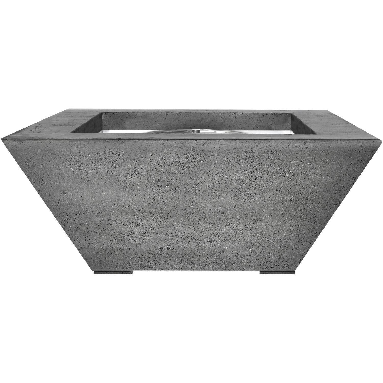 Lombard 42-in Square Glass Fiber Reinforced Concrete Propane Fire Pit Table in Pewter by Prism Hardscapes - Front View - White Background thumbnail