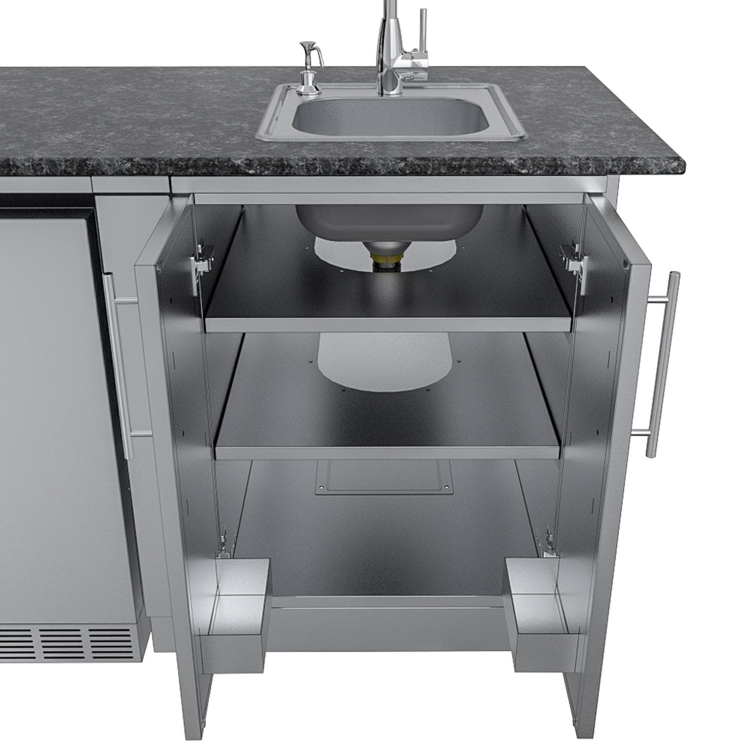 Sunstone Grills SCPBRAZOS9-LP Brazos 9 Ft Outdoor Kitchen Island w/ Propane Grill & Side Burner, Sink, Door & Drawer - Sink Cabinet - Detail thumbnail