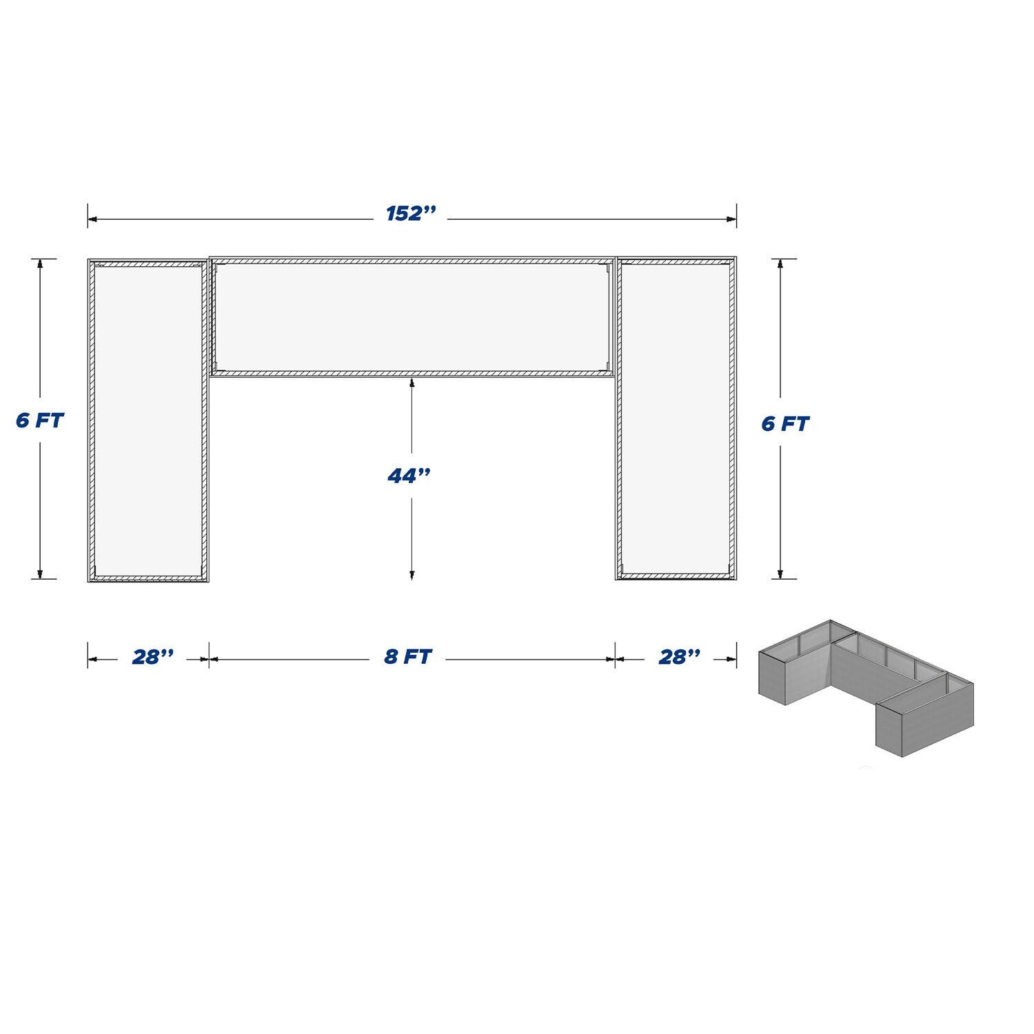 Pro-Fit PRODIY686U DIY PRO 6' x 8' x 6' Unfinished Island - Dimensions - Diagram thumbnail