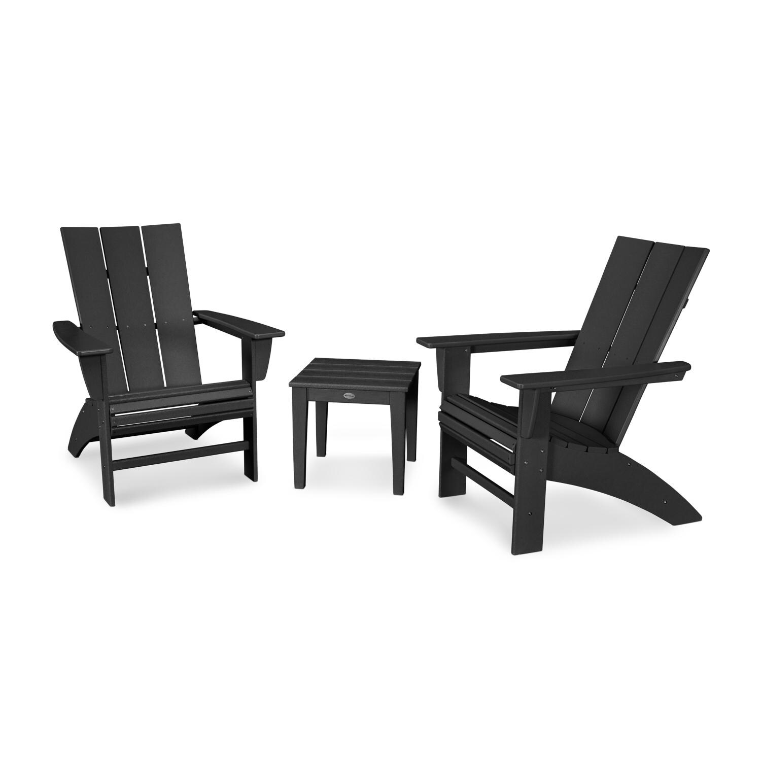POLYWOOD Modern Black 3-Piece Curveback Adirondack Set thumbnail