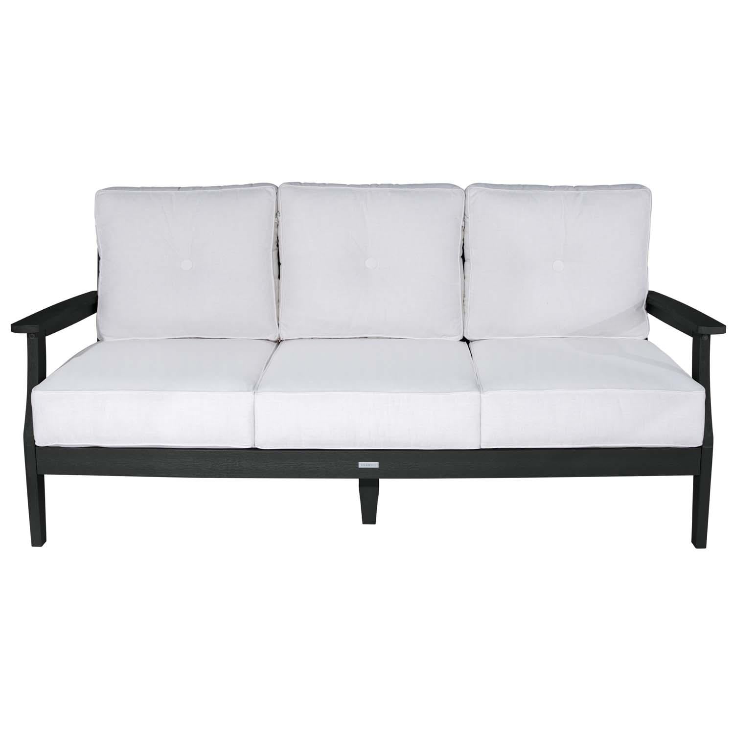 Blushing Bay 3 Person Recycled Plastic Sofa in Bliss Linen/Black by Lakeview Outdoor Designs - White Background thumbnail