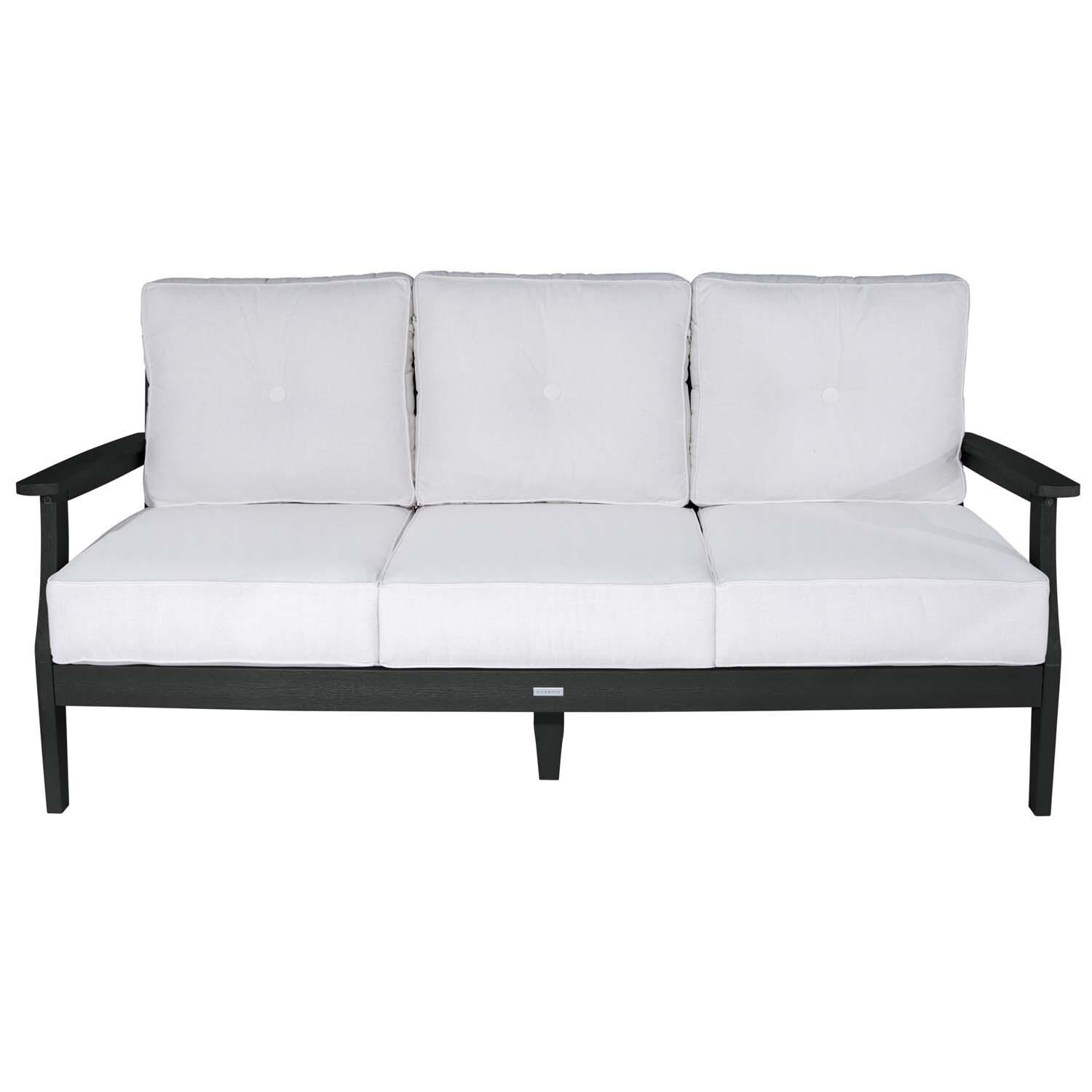 Blushing Bay 3 Person Recycled Plastic Sofa in Bliss Linen/Black by Lakeview Outdoor Designs - White Background thumbnail
