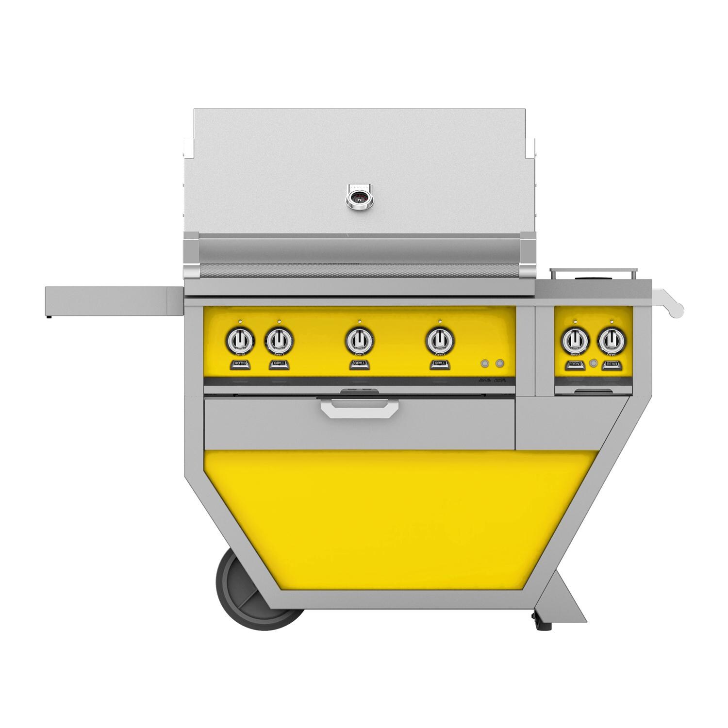 Hestan Deluxe 36-Inch Natural Gas Grill W/ All Infrared Burners, Rotisserie & Double Side Burner - Sol - GSBR36CX2-NG-YW