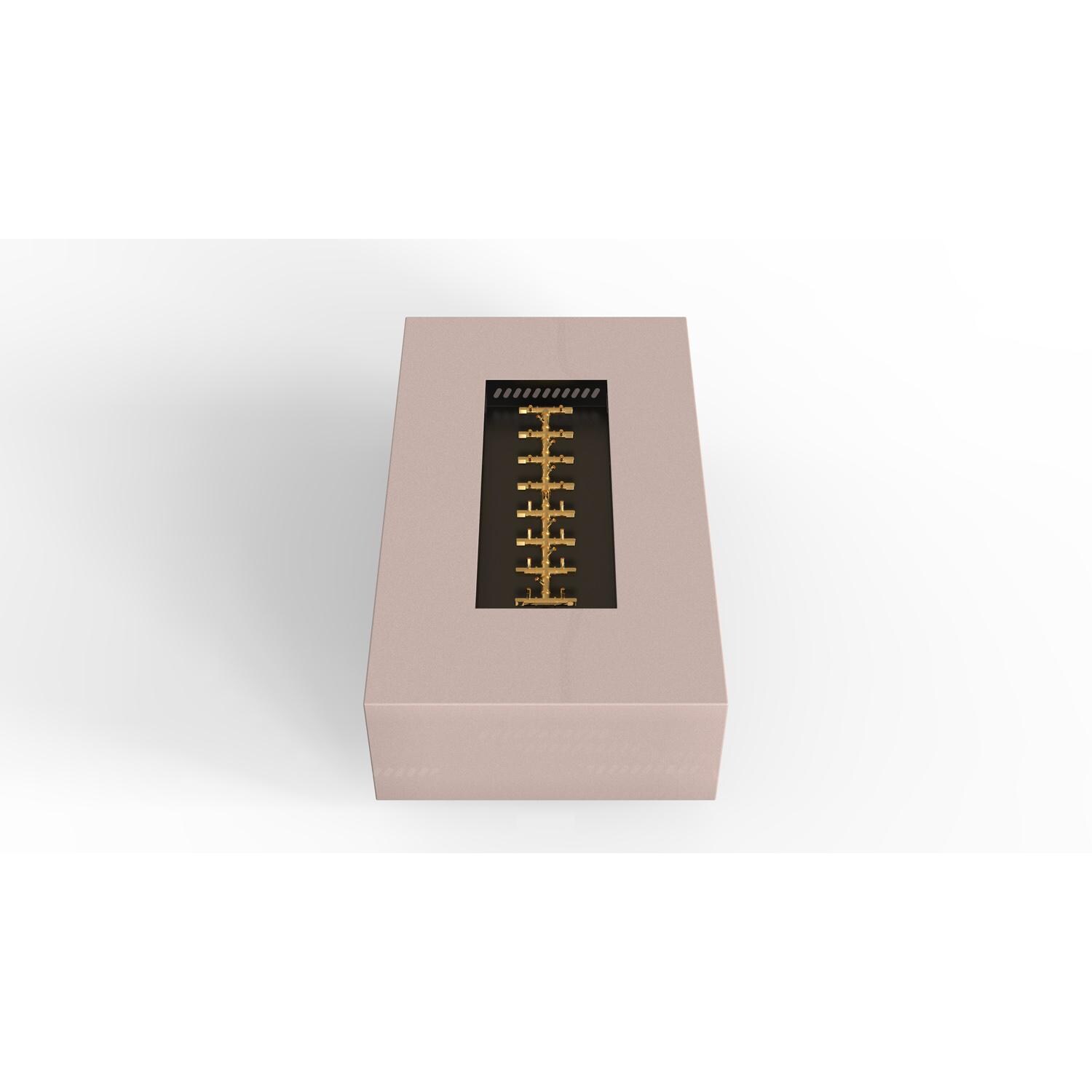 AON 60 x 34 Inch Rectangular Powder Coated Steel Propane Fire Pit Table W/ Mercury Ignition in Sand Pebble By Warming Trends - Top Angled View - White Background thumbnail