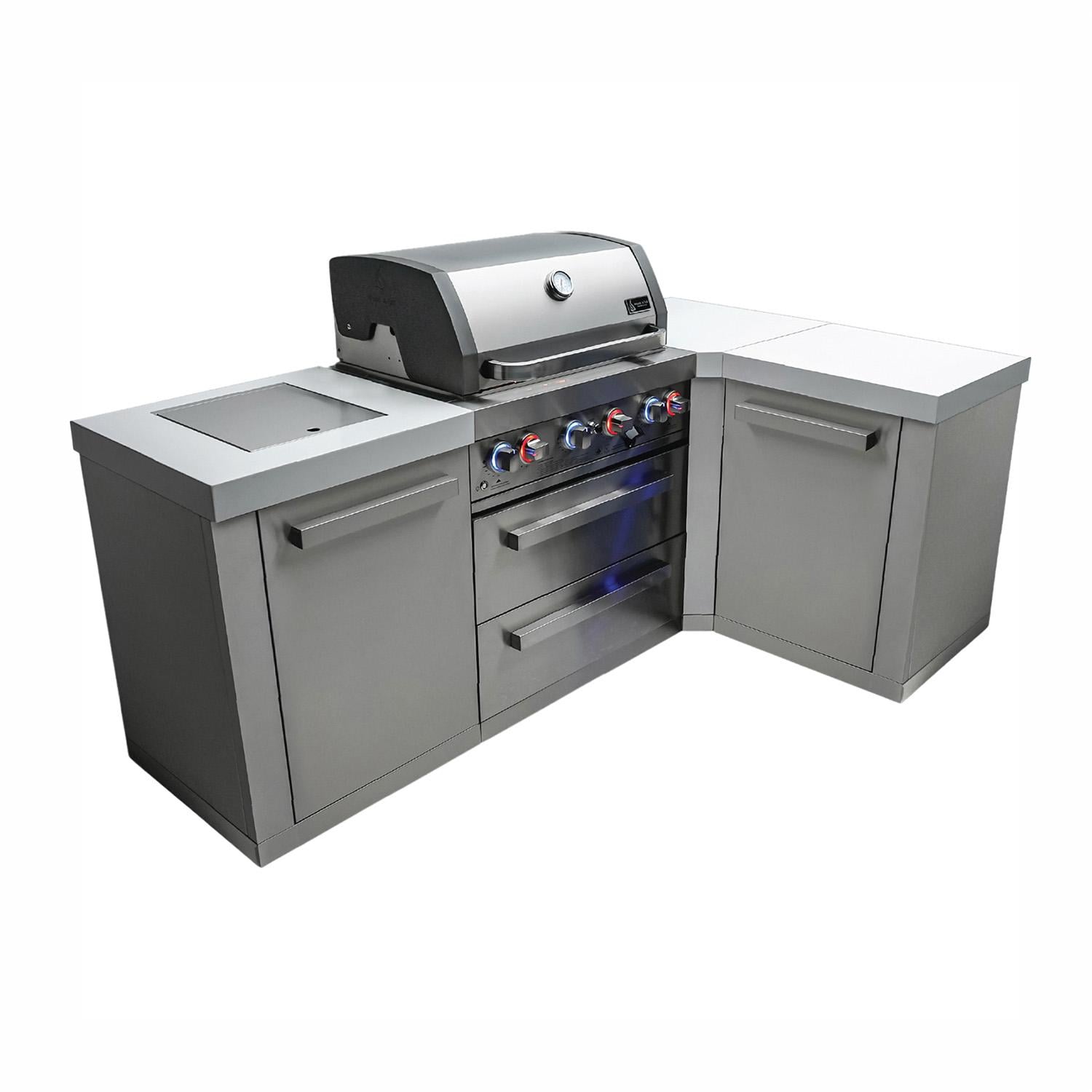 Mont Alpi Original Series 7 1/2 Ft L-Shaped Propane Outdoor Kitchen Island w/ Side Burner