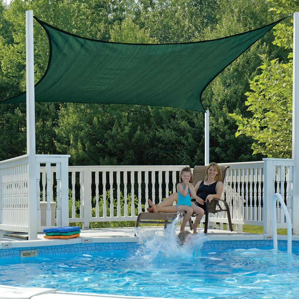 ShadeLogic Sun Shade Sail Heavy Weight 12 Foot Square - Evergreen Pool Cover thumbnail
