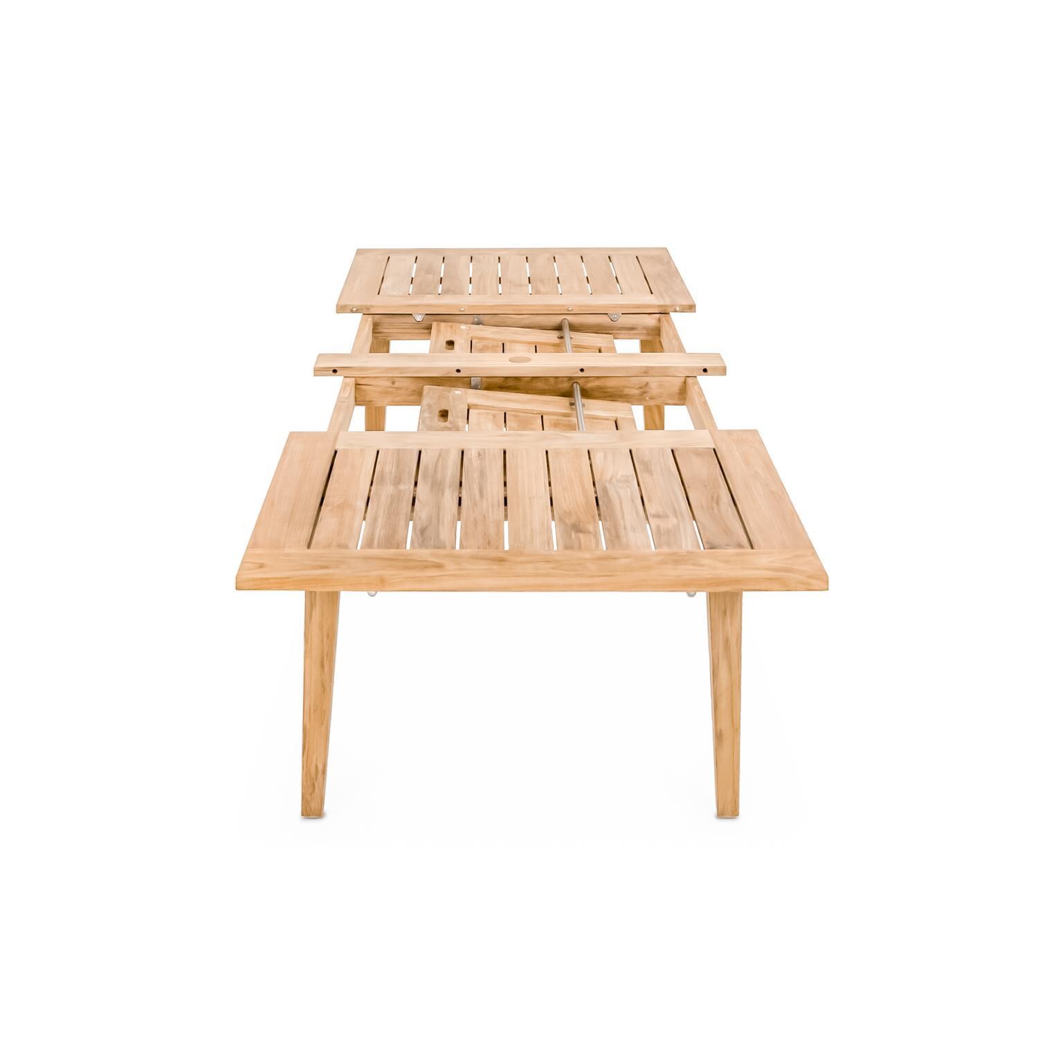 Teak + Table Friday Double Leaf Table 64 / 80 / 96 - Tabletop View W/ 2 Leaves Open - White Background thumbnail