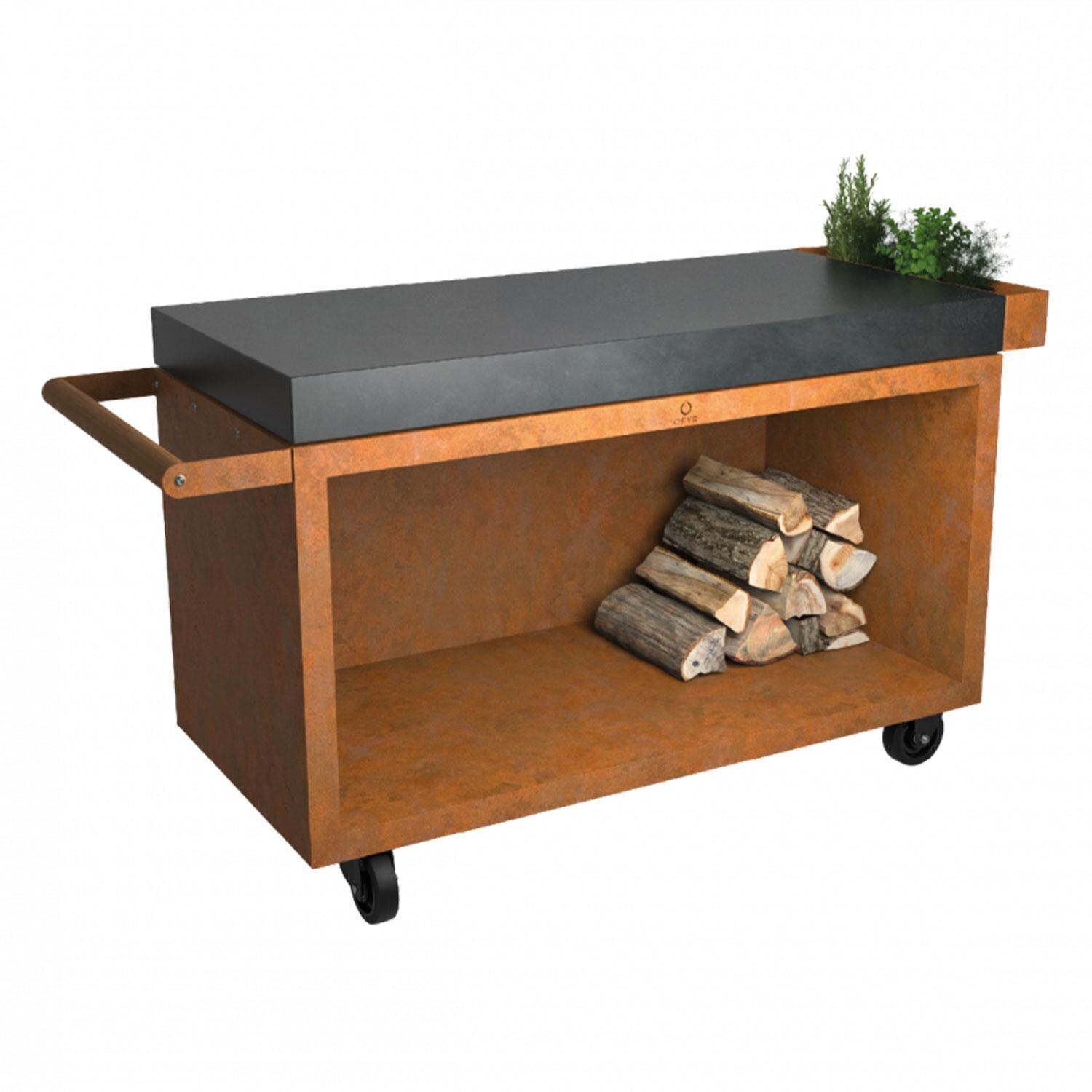 OFYR Mise en Place Corten 135 PRO Dark Grey Ceramic 65 Inch Food Prep Station - MP-135-PRO-CD