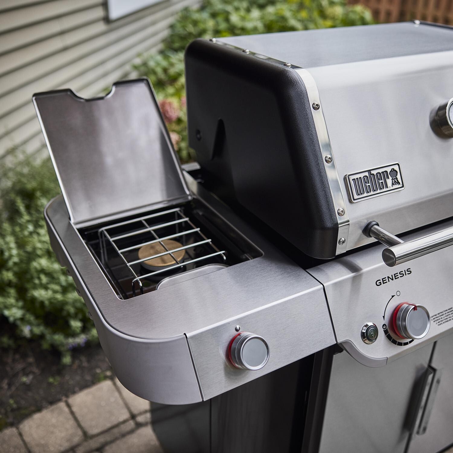 Weber 1500537 GENESIS S-335 Propane Gas Grill in Stainless Steel - Side Burner - Detail thumbnail