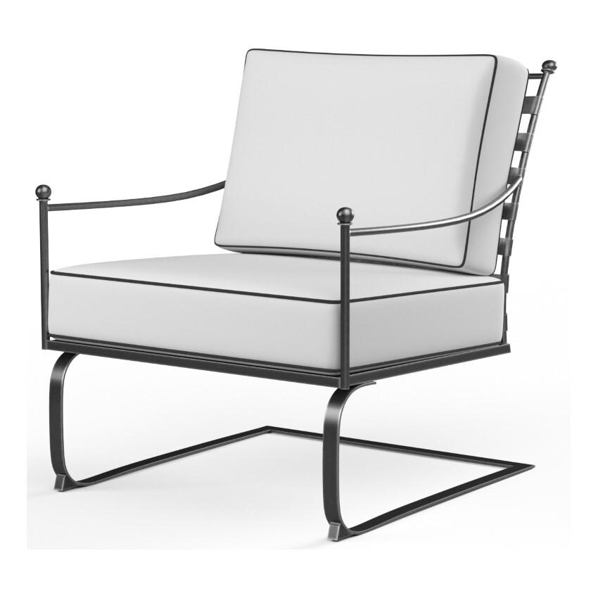 Provence Wrought Iron Rocking Club Chair in Pewter/Canvas Natural by Sunset West