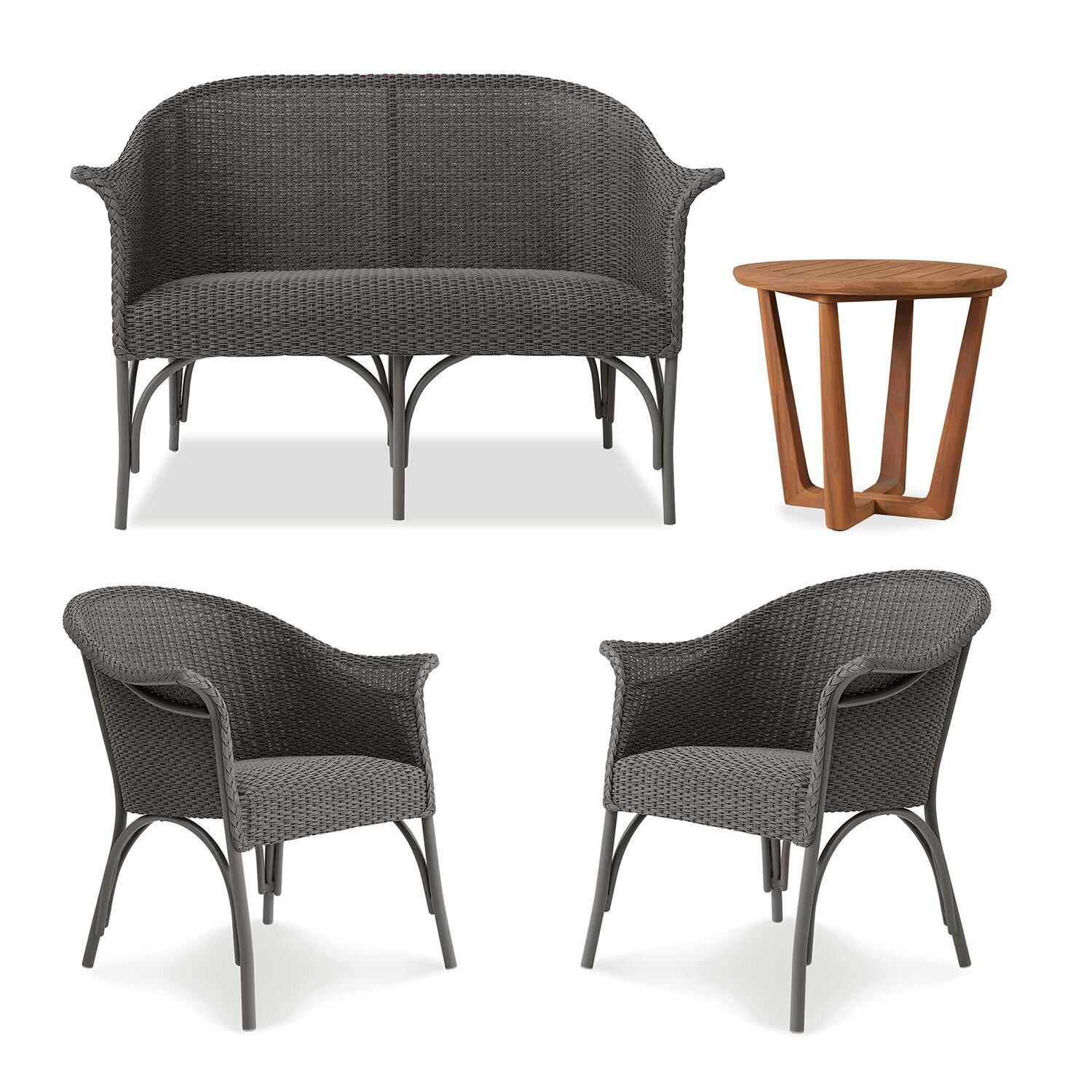 Lakeview Timeless View 4 Pc Wicker Seating Set W/Loveseat & Club Chairs in Pewter thumbnail