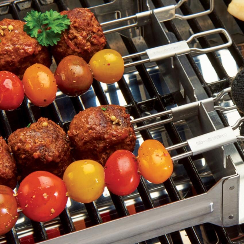Broil King Stainless Steel Narrow Kebab Rack - 69138 - From Above - Lifestyle thumbnail