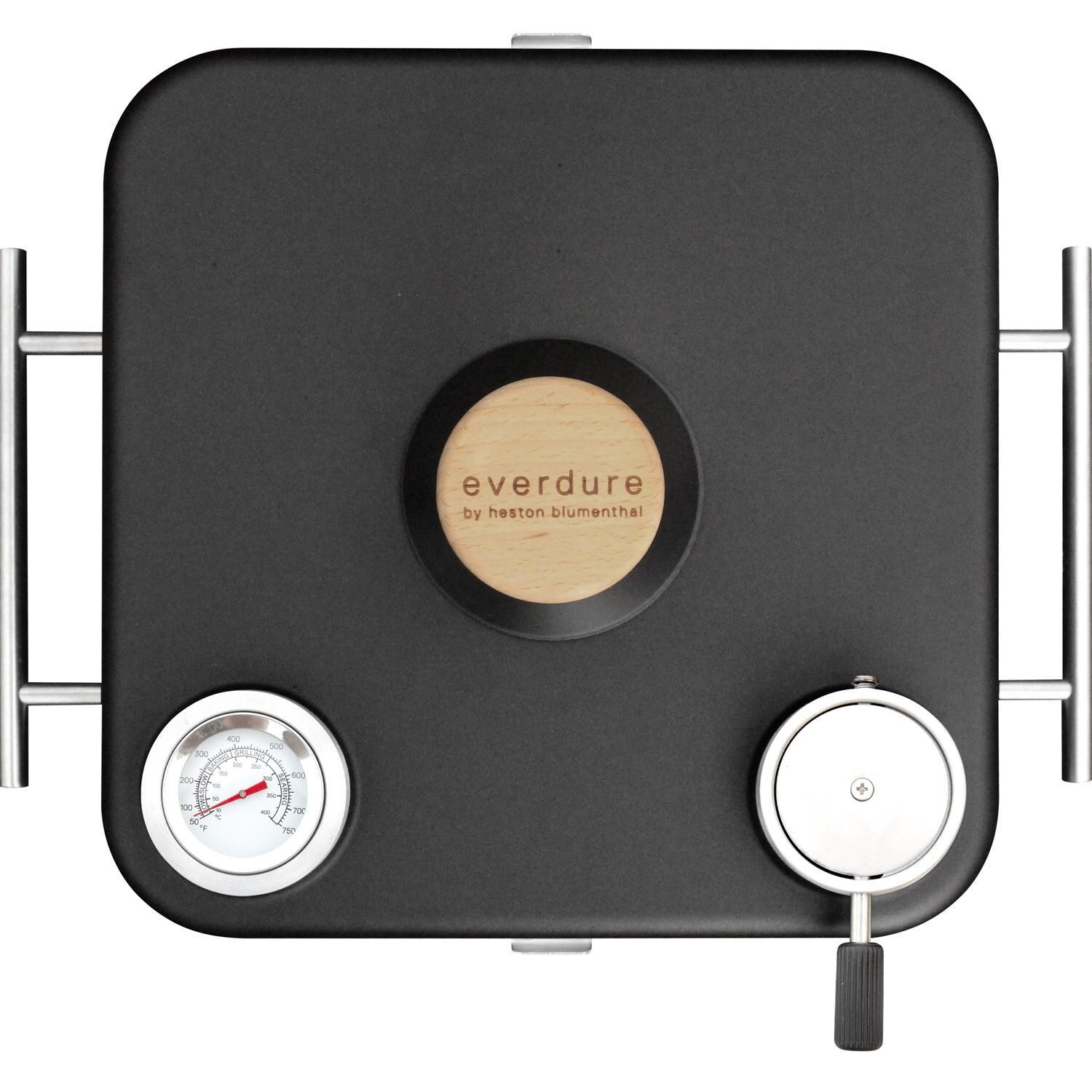 Everdure ECUBEG3B CUBE Proflame 360 Portable Propane Grill - Roasting Hood Handle, Temp Gauge & Top Vent - Detail thumbnail
