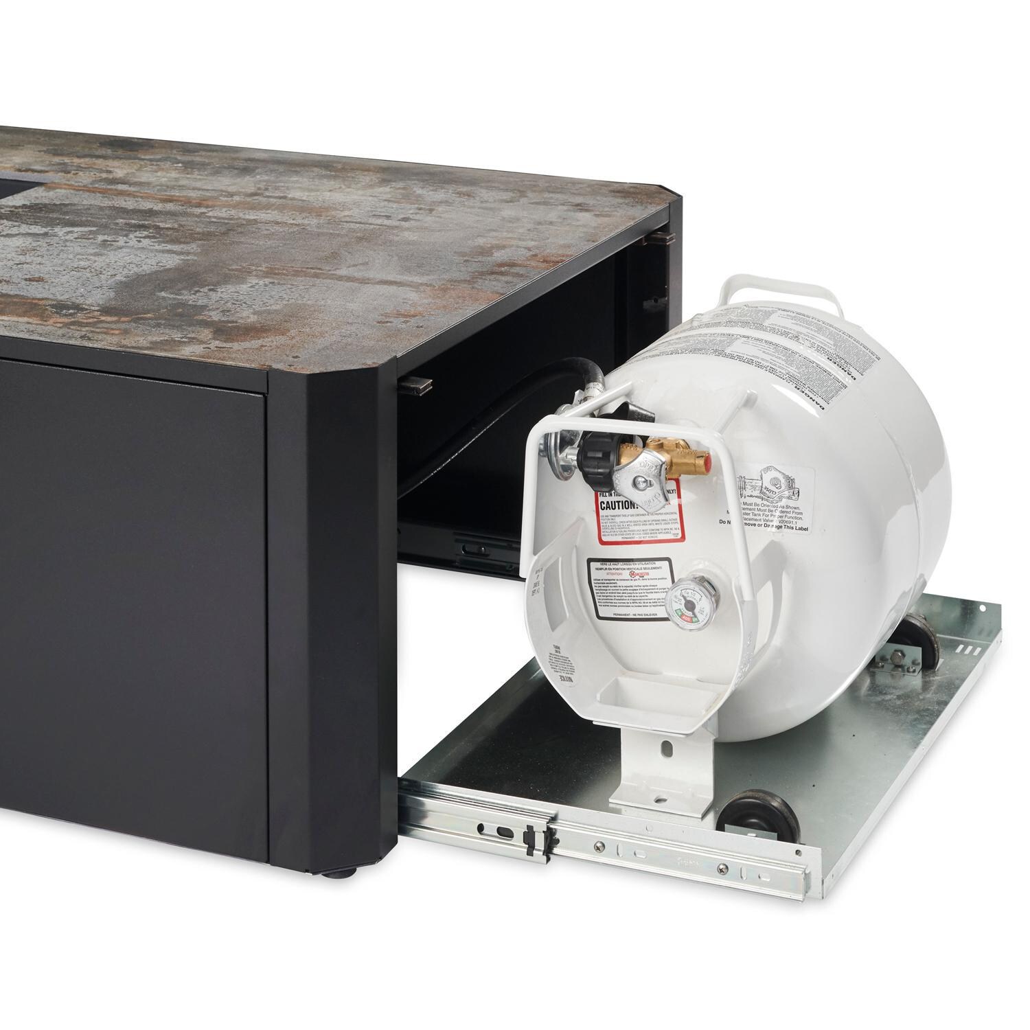 The Outdoor GreatRoom Company Kinney KN-1224 55-Inch Rectangular Propane Gas Fire Pit Table with 24-Inch Crystal Fire Burner - Slide-Out Horizontal Propane Tank Storage Tray (Not Compatible With Standard Vertical Propane Tanks) thumbnail