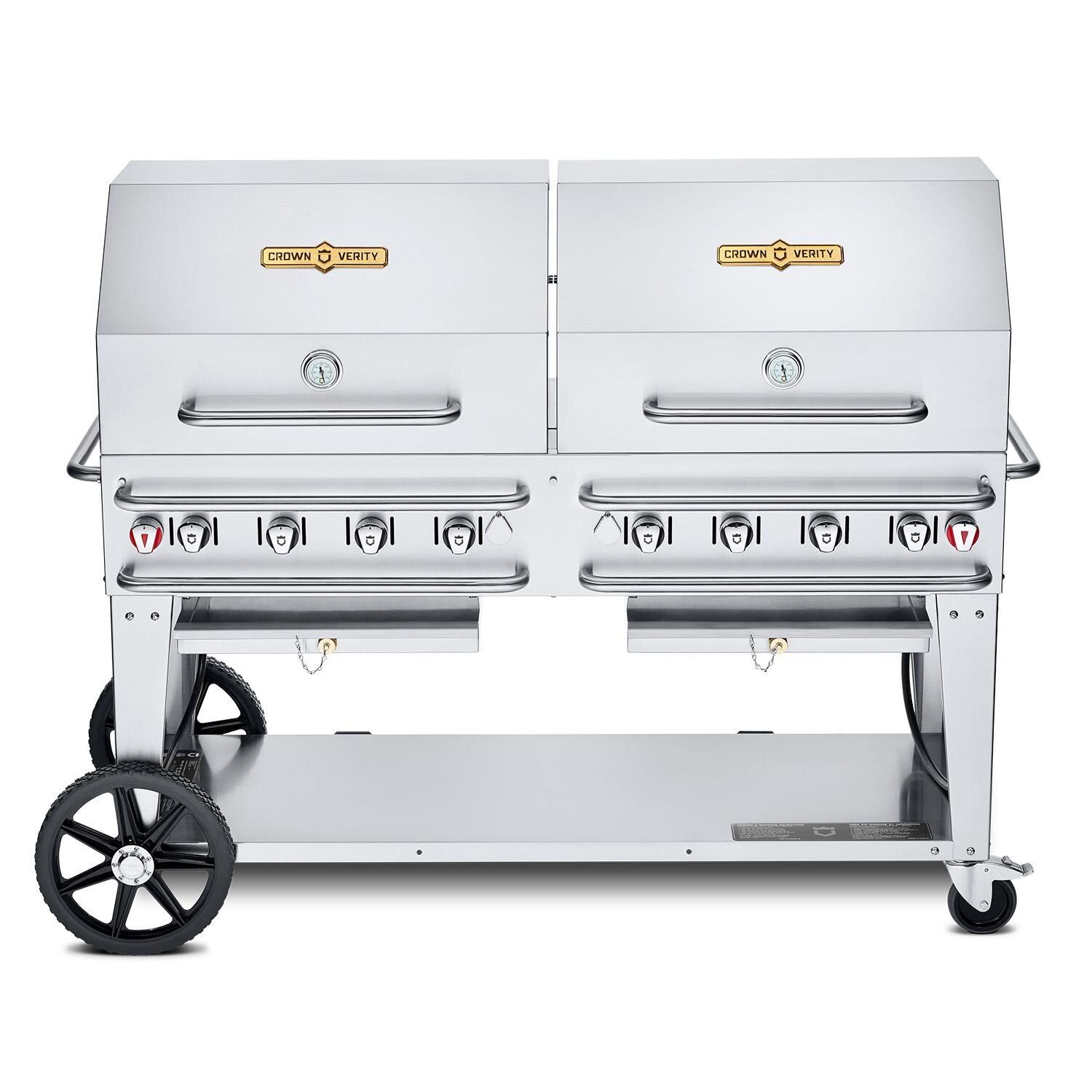 Crown Verity 60-Inch Single Inlet (50 or 100 LB Tanks Only) Rental Propane Grill Dome Package W/2 Roll Domes - CV-RCB-60RDP-SI50/100