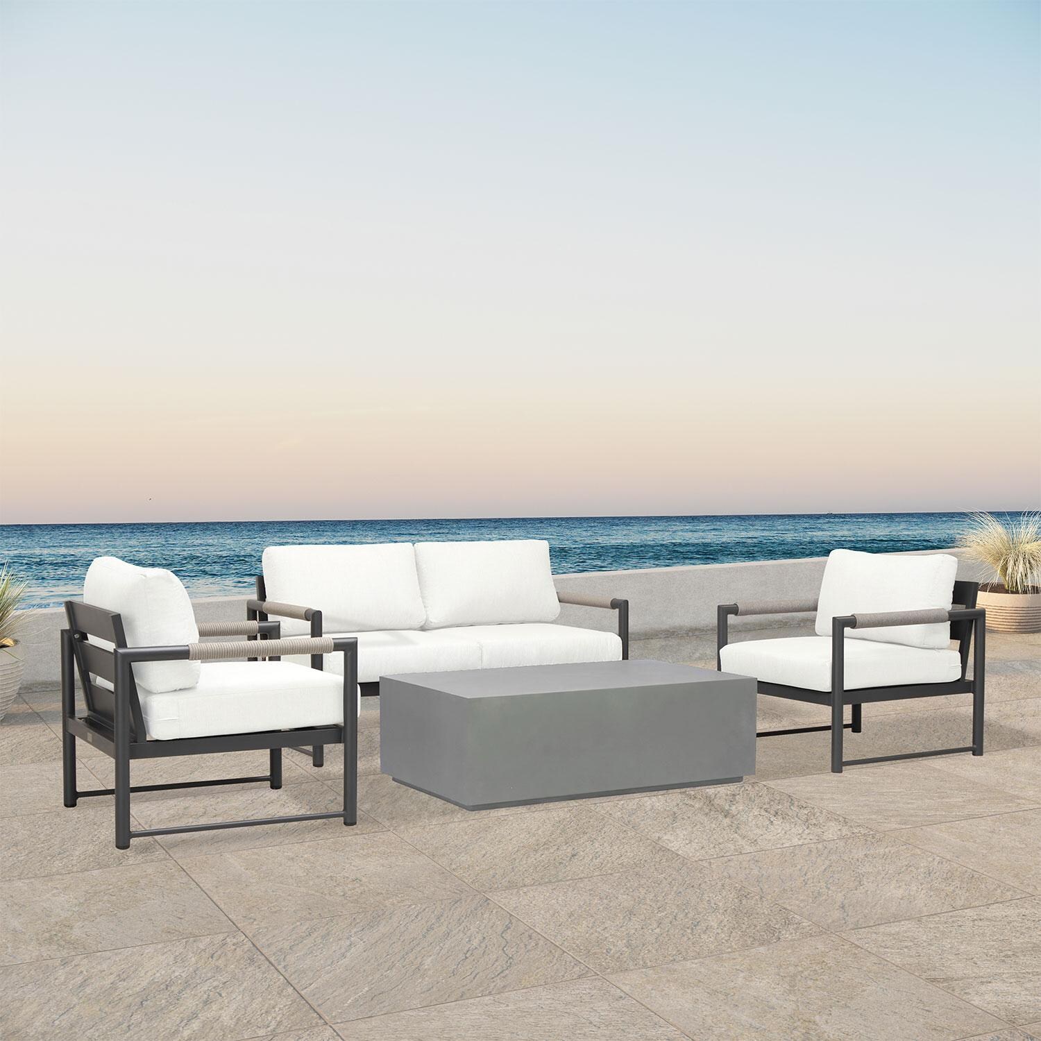 Lakeview AVEBAY-SL-PG-SET111-CN Avenue Bay Slate/Pebble Gray 5 Pc Loveseat Set - Canvas Natural - Angled - Lifestyle thumbnail