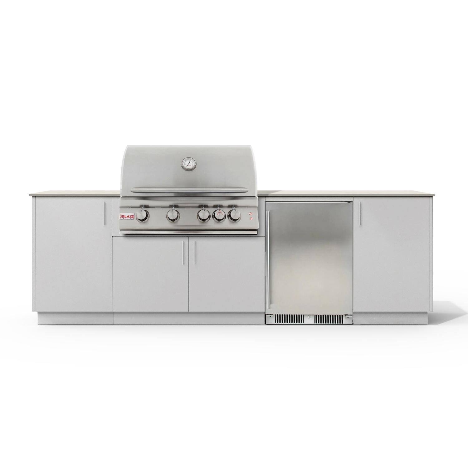 Urban Bonfire Horizon 32 Outdoor Kitchen w/ Blaze LTE Natural Gas Grill, Refrigerator, Danae Dekton Countertop & Chantilly Finish - B-Horizon-32-Blaze-Danae-Chantilly