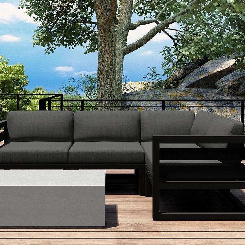 Misty Cove 5 Piece Sectional Set in Slate w/Coffee Table & Canvas Charcoal Cushions by Lakeview - Lifestyle thumbnail