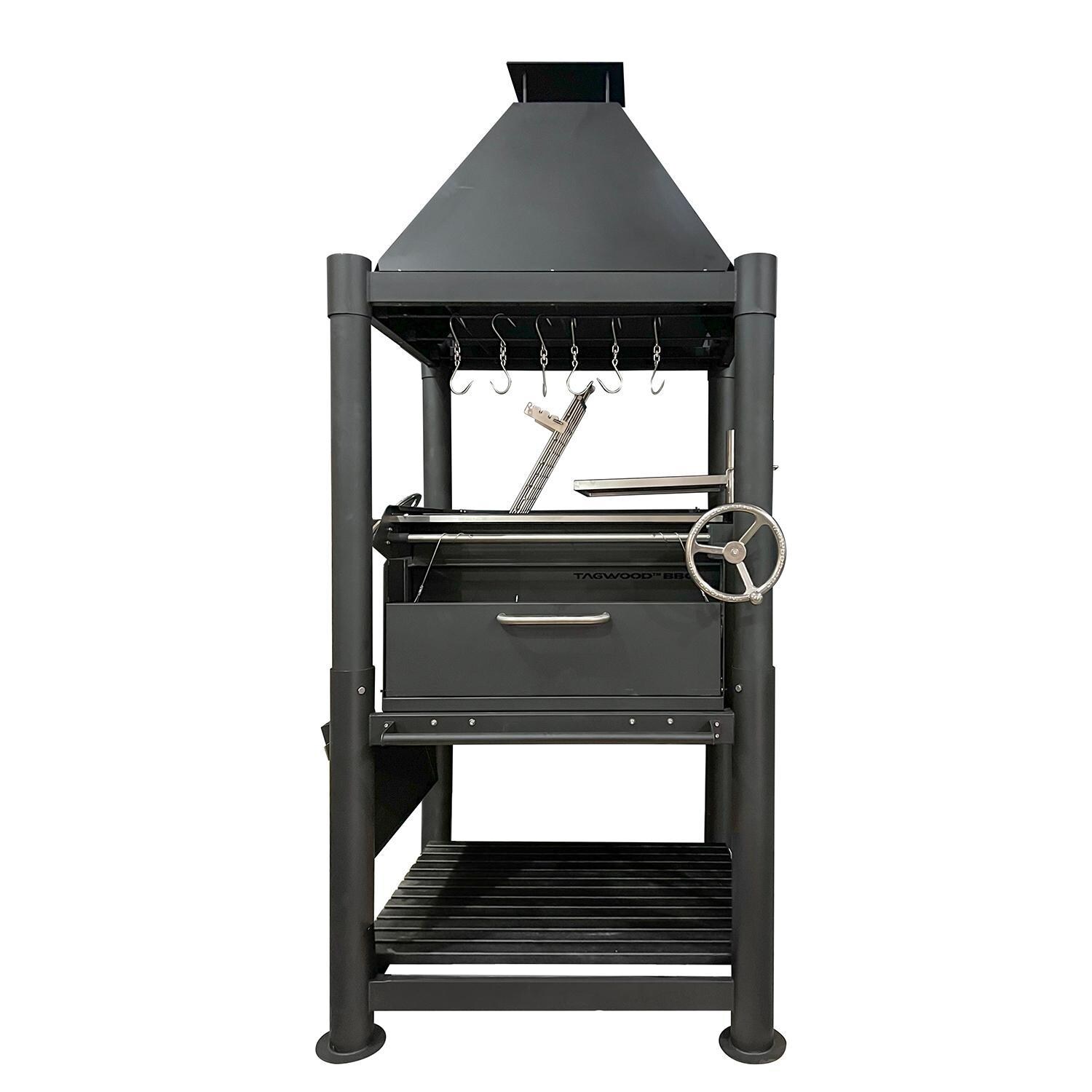 Tagwood BBQ BBQ02SIB Argentine Wood Fire & Charcoal Grill - Black - Front Closed - White Background thumbnail