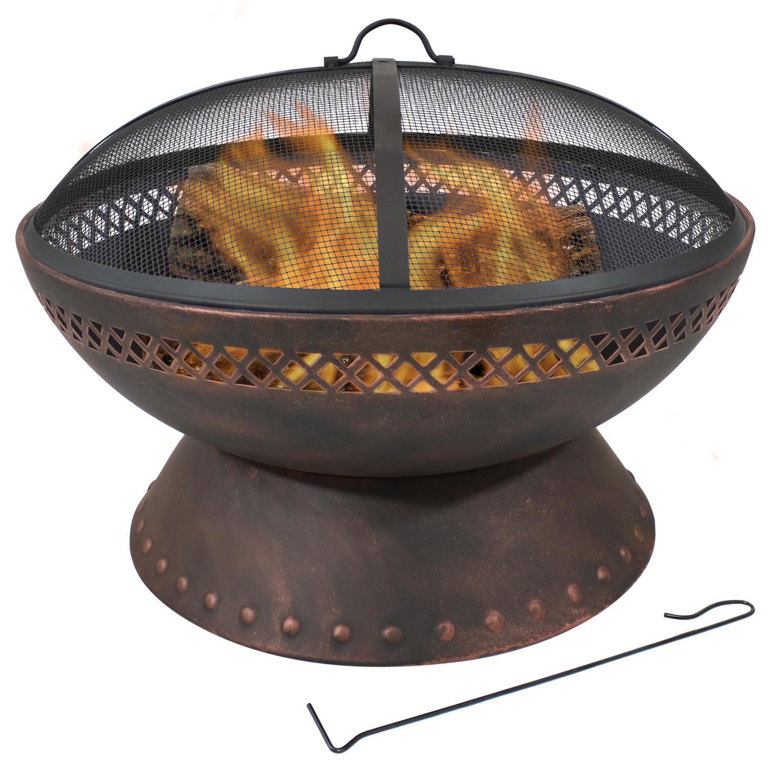 25 Inch Round Steel Wood-Burning Fire Bowl in Copper by Ultimate Patio