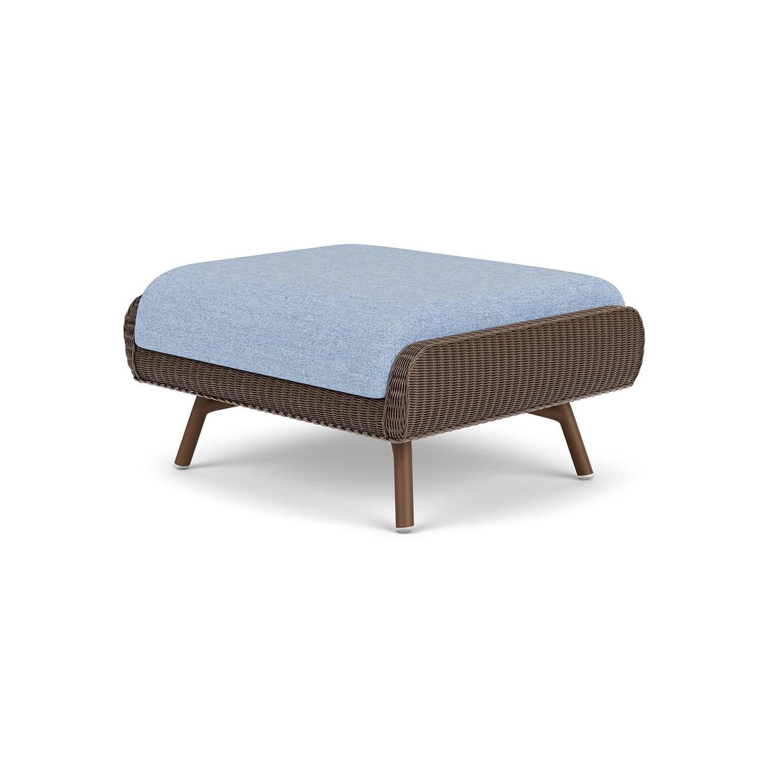 Lloyd Flanders Essence Ottoman W/Demo Skyway Fabric - Bark Finish - Back Right thumbnail