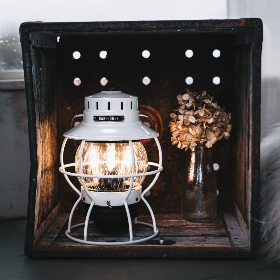 Barebones Living LIV-180 Railroad Lantern - Vintage White - in Box Display thumbnail