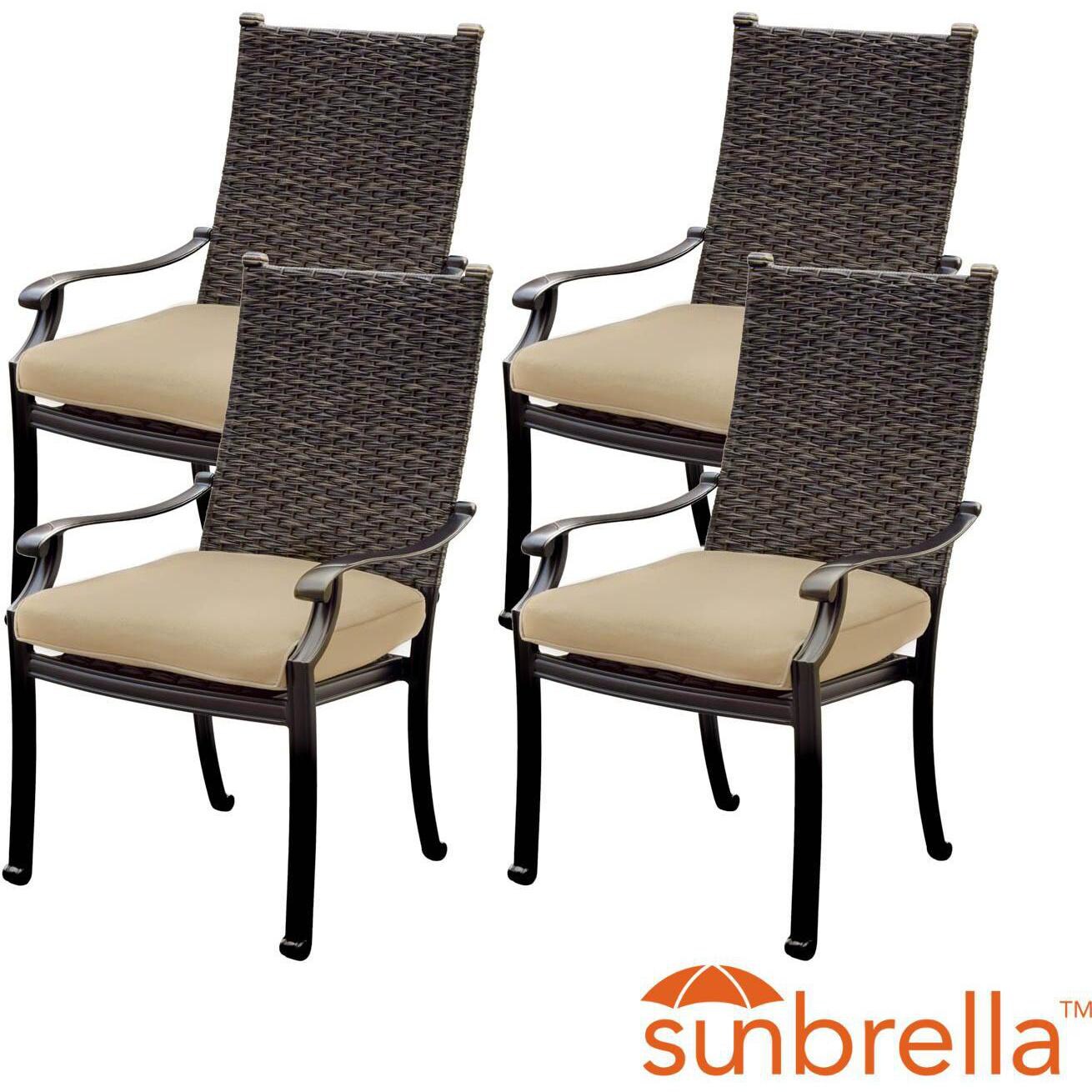 Carondelet Wicker Patio Dining Chair W/ Sunbrella Spectrum Sand Cushion - Set of 4 -1026W01ORB thumbnail
