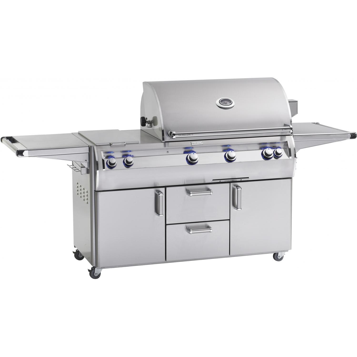 Fire Magic Echelon Diamond E660s 30-Inch Natural Gas Grill With One Infrared Burner, Analog Thermometer And Double Side Burner - E660s-4LAN-71