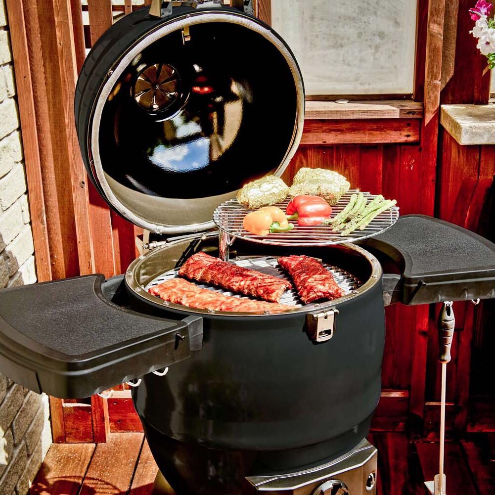 Broil King Keg 5000 Steel Charcoal Kamado Grill - Gray - Grilling on Patio - Lifestyle thumbnail