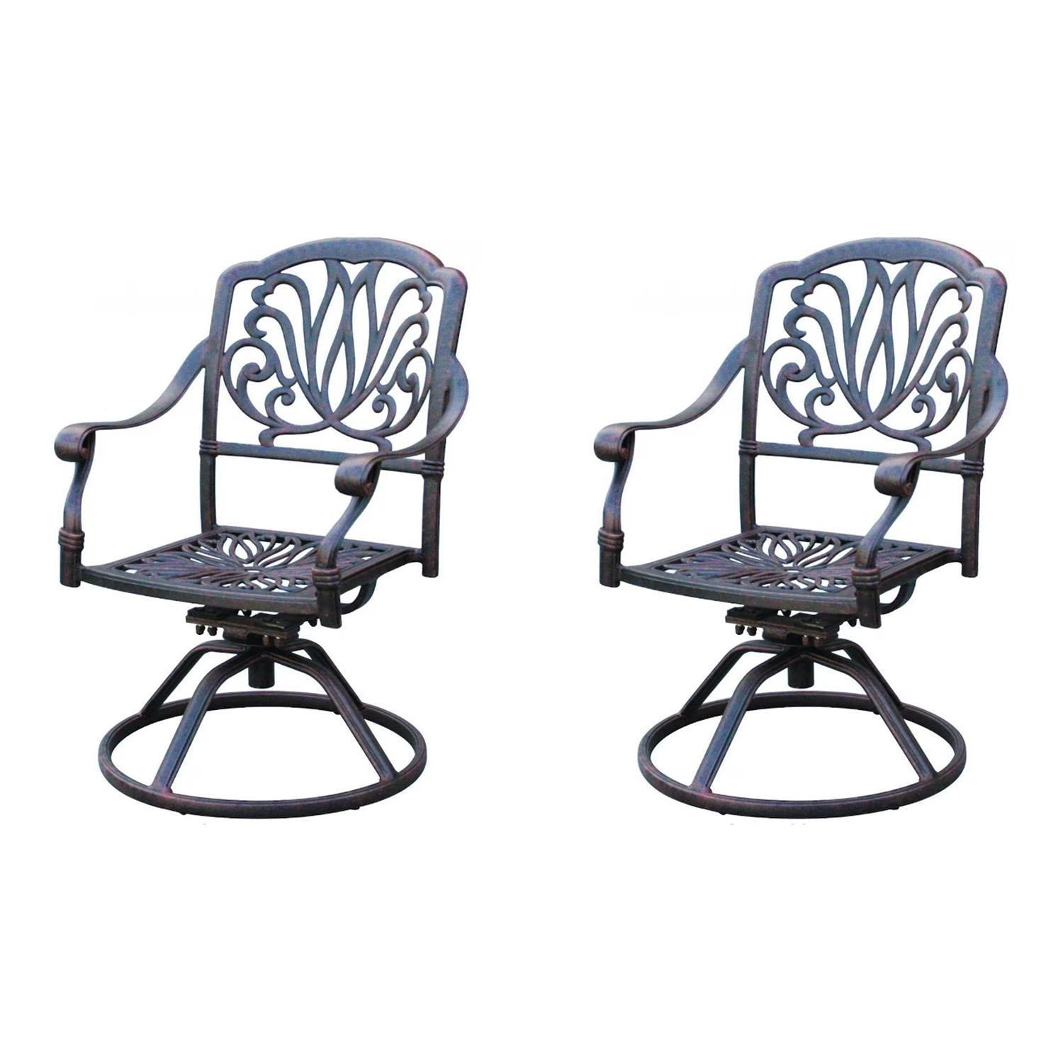 Elisabeth Cast Aluminum 2 Pc Set Swivel Rocker Dining Chair in Antique Bronze/Sesame by Darlee