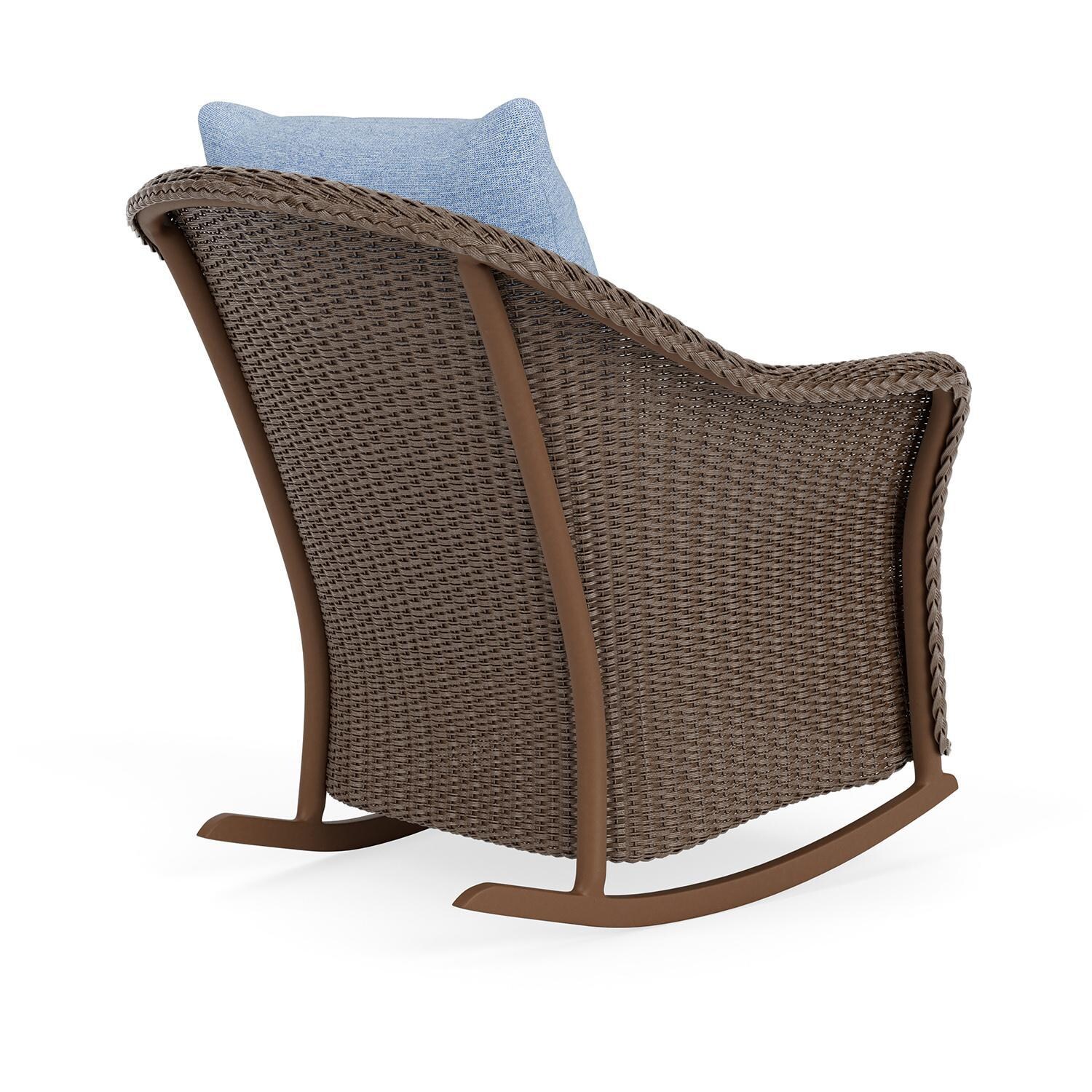Lloyd Flanders Weekend Retreat Lounge Rocker in Bark Finish W/ Demo Skyway Fabric - Back Right thumbnail
