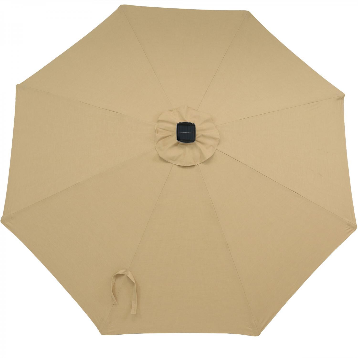 Ultimate Patio 9 Ft. Solar Lighted Patio Umbrella W/ Crank & Tilt - Beige Sunbrella Canopy thumbnail