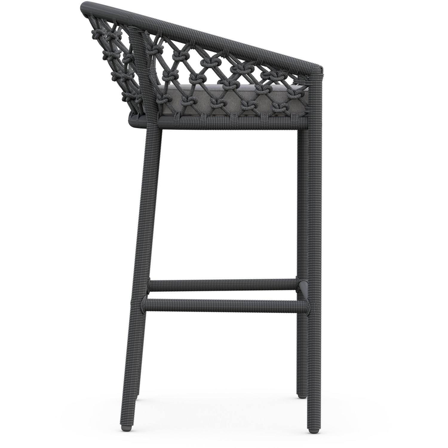 Azzurro Living Amelia Woven Rope Bar Stool in Ash/Fog - Side - White Background thumbnail