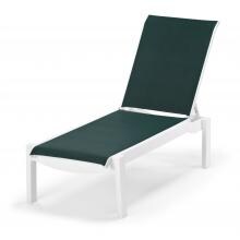 Leeward MGP Stacking Chaise Lounge With Sling Seating By Telescope Casual - Textured Snow/Forest Green