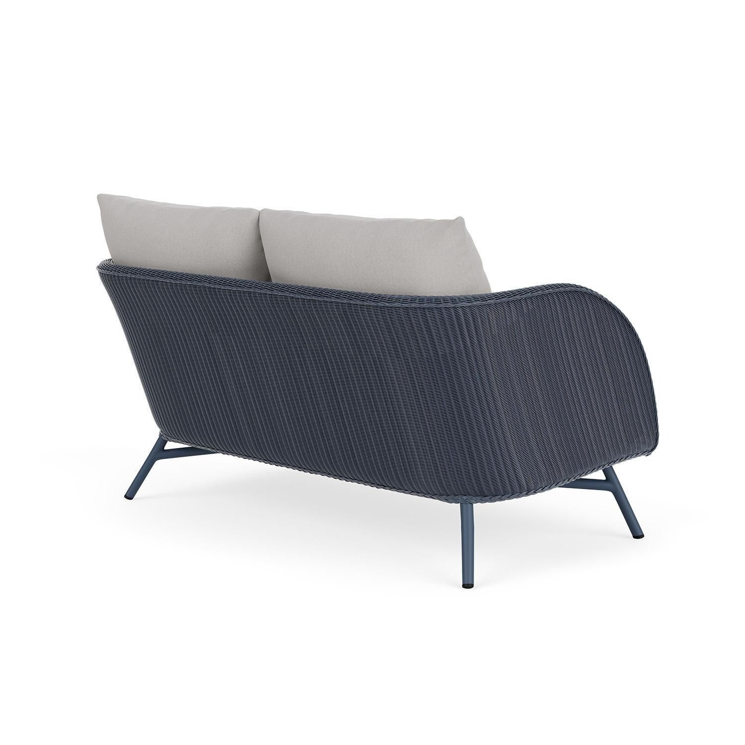 Lloyd Flanders Essence Loveseat W/Sailcloth Salt Fabric - Denim Blue Finish - Back Right thumbnail